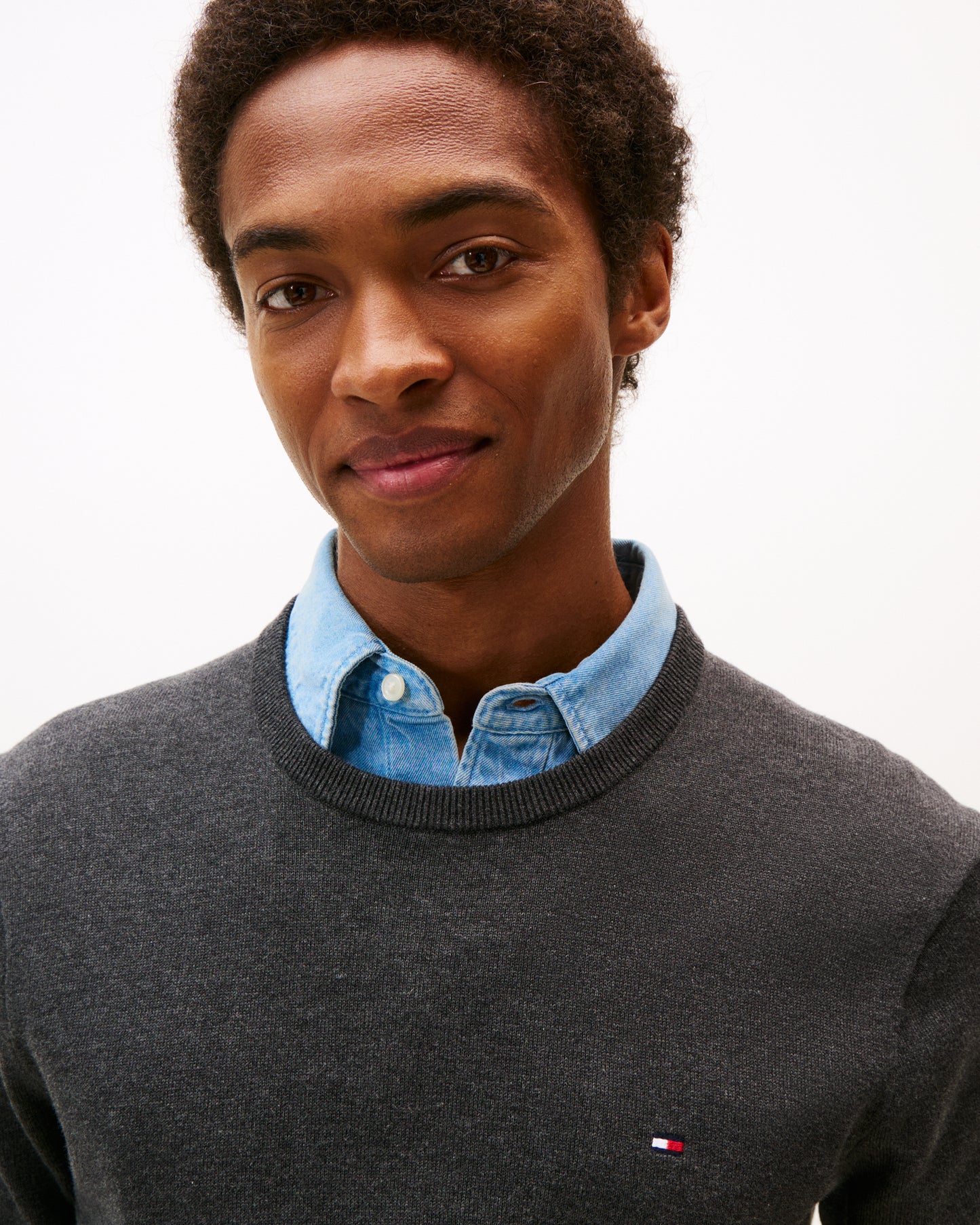 Tommy Hilfiger Essential Cotton Crew Neck Mens Sweatshirt - Dark Grey Heather