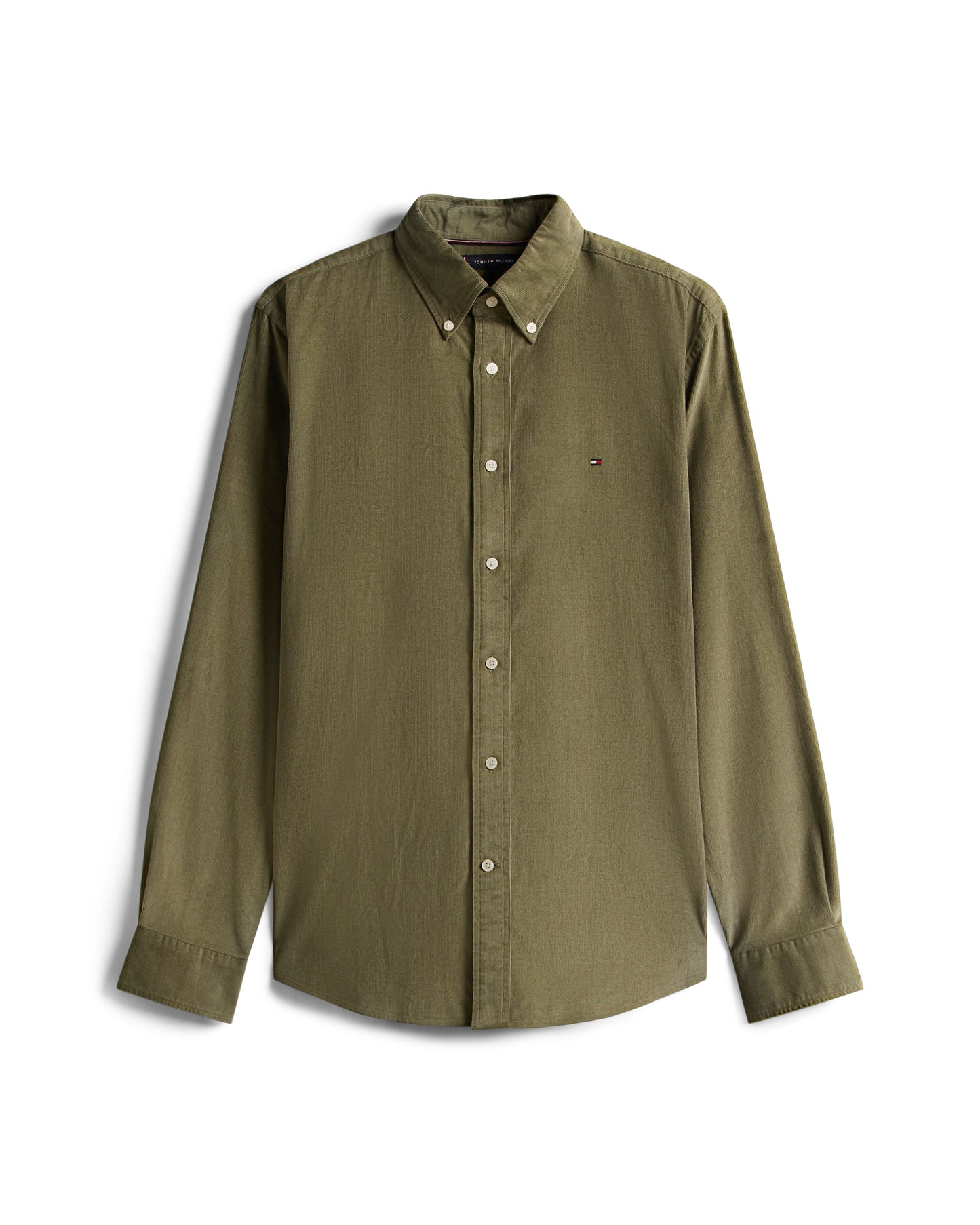 Tommy Hilfiger Solid Corduroy Mens Long Sleeve Shirt - Battle Green