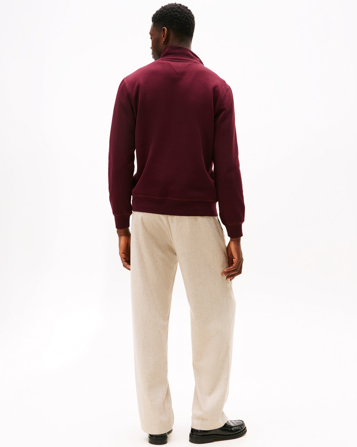 Tommy Hilfiger Essential Fleece Mens Half Zip Sweatshirt - Deep Burgundy