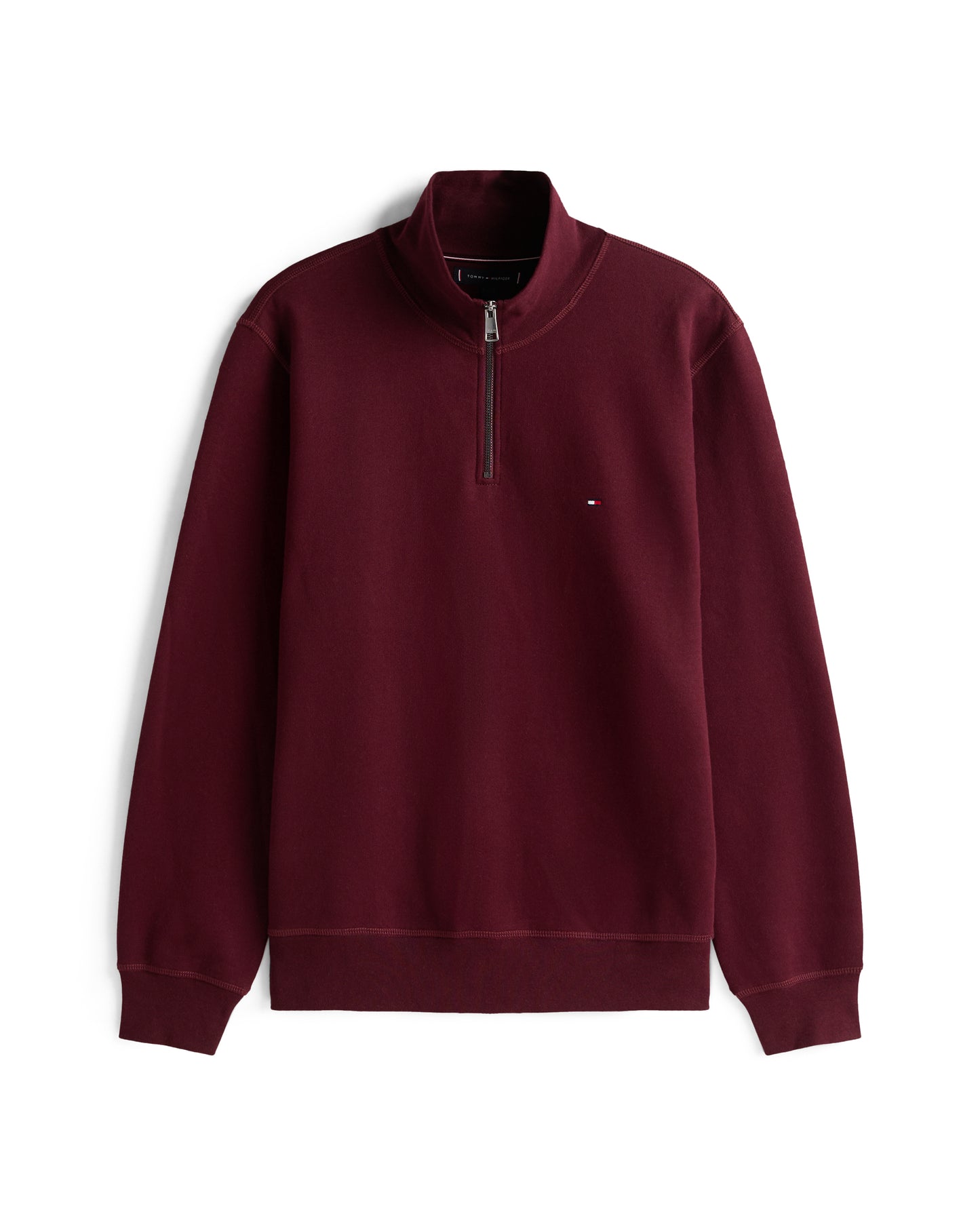 Tommy Hilfiger Essential Fleece Mens Half Zip Sweatshirt - Deep Burgundy