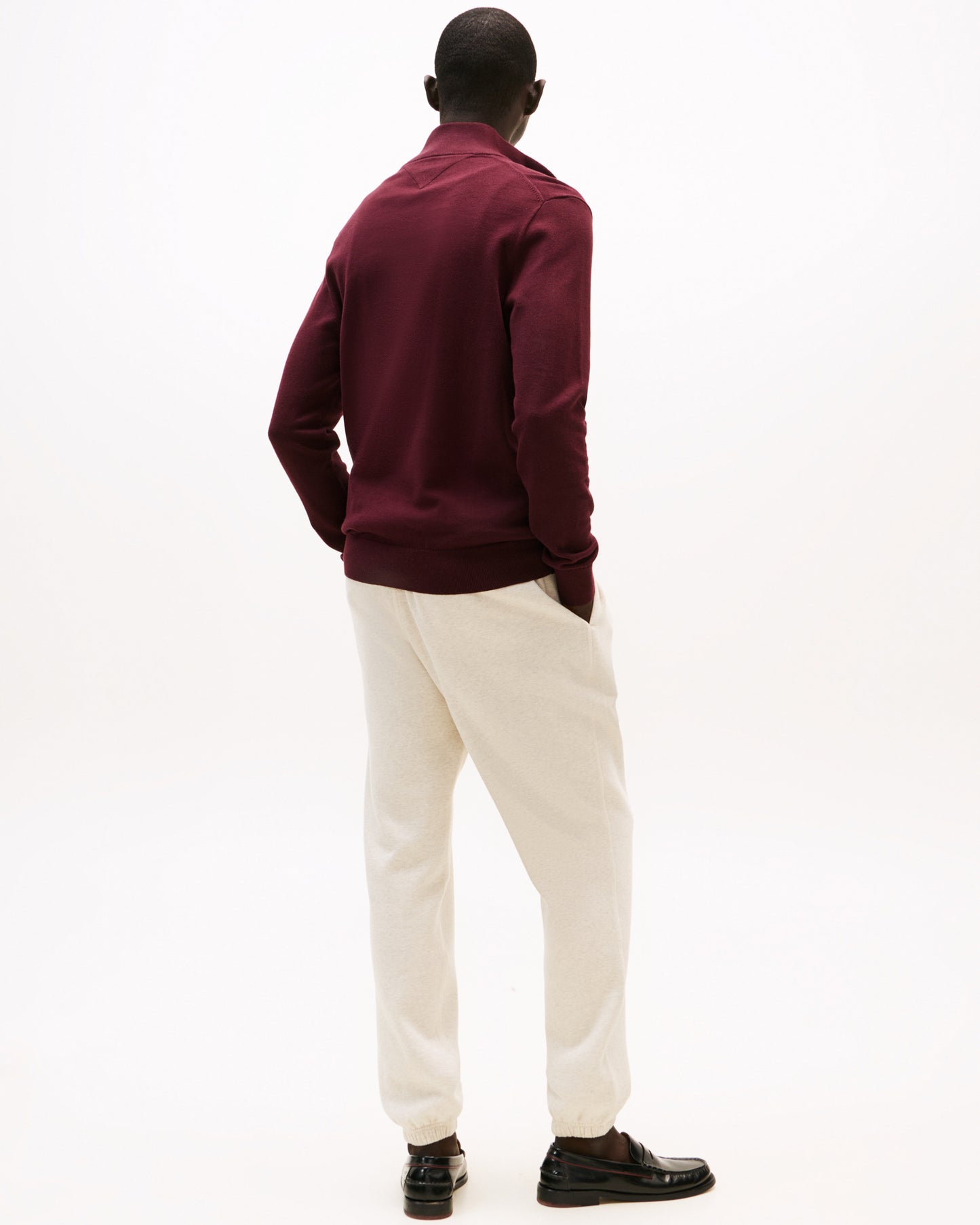 Tommy Hilfiger Essential Cotton 1/4 Zip Mock Mens Sweatshirt - Deep Burgundy