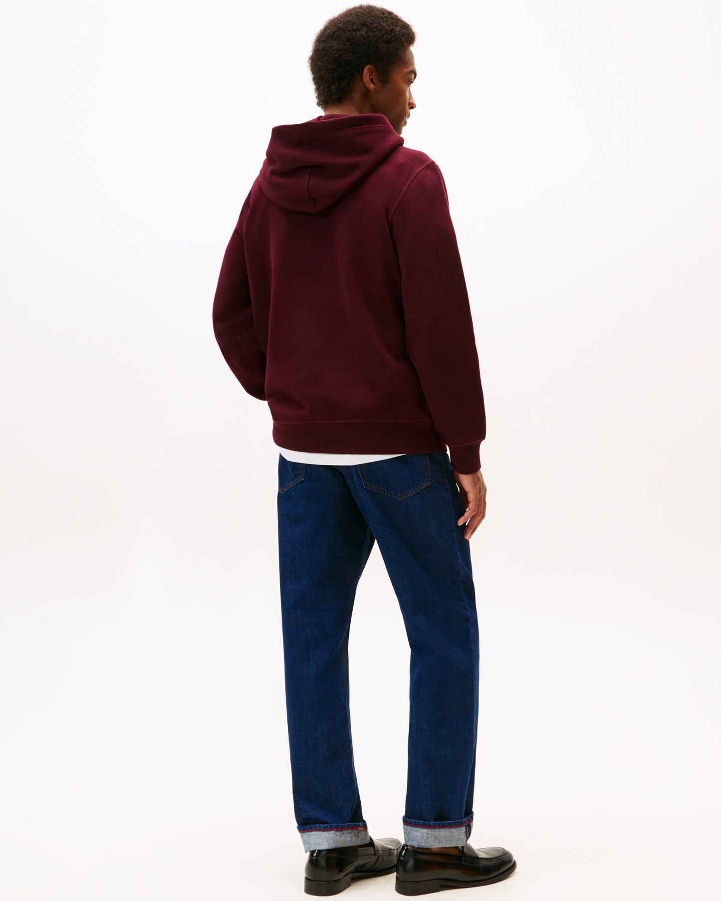 Tommy Hilfiger Essential Flag Embroidery Mens Fleece Hoodie - Deep Burgundy