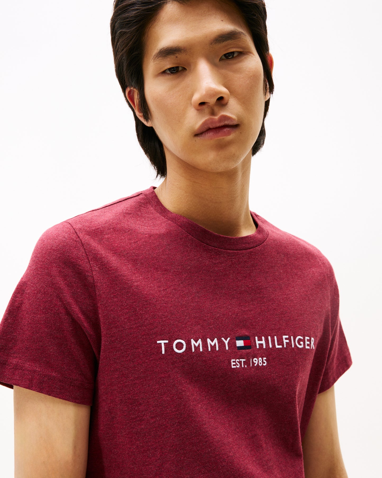 Tommy Hilfiger Tommy Logo Basic Mens T-Shirt - Deep Rouge Heather