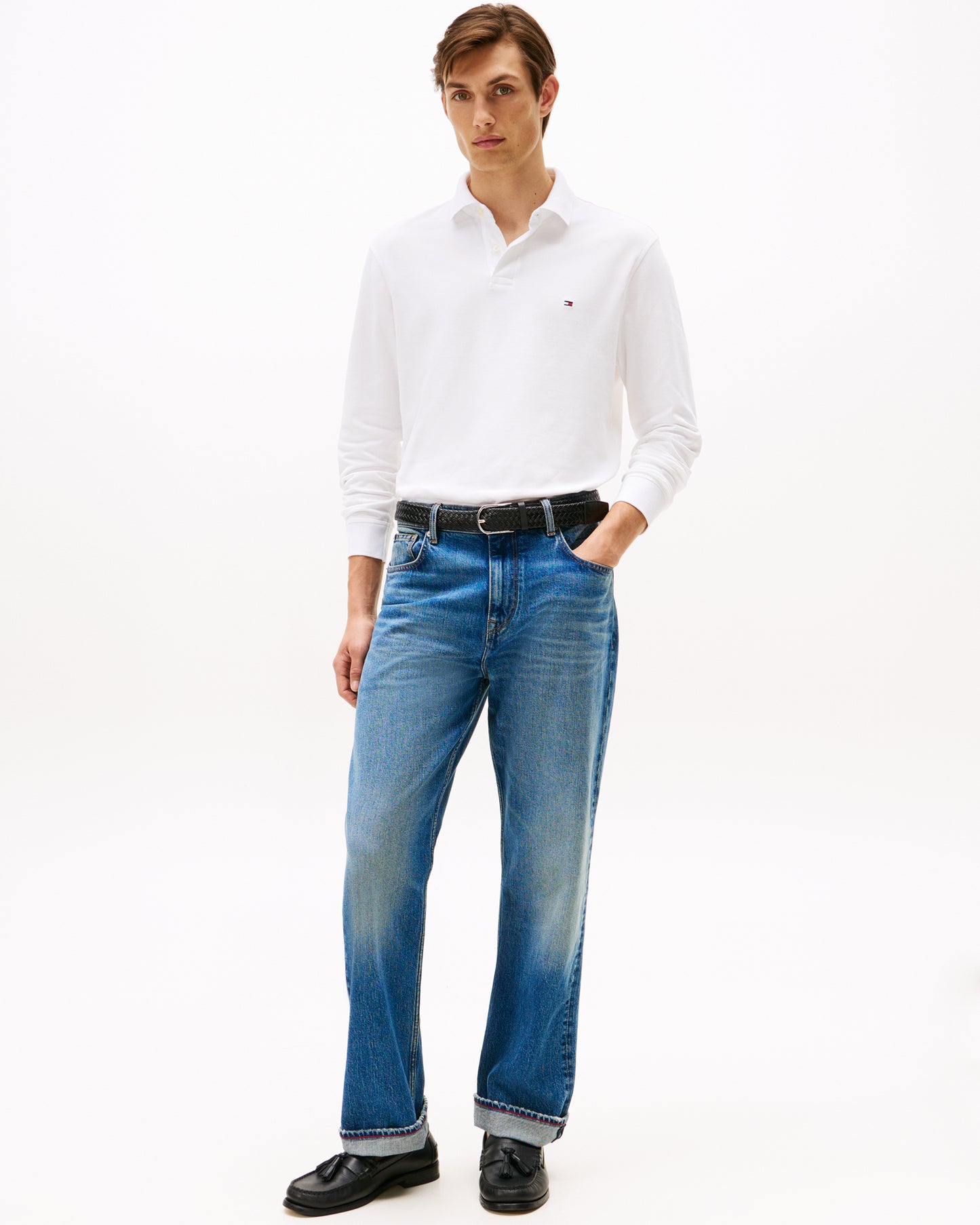 Tommy Hilfiger 1985 Regular Long Sleeve Mens Polo Shirt - White