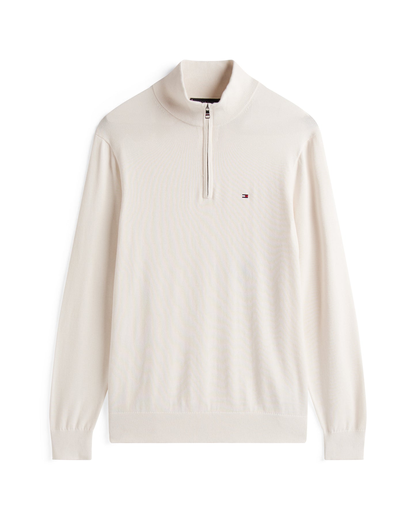 Tommy Hilfiger Essential Cotton 1/4 Zip Mock Mens Sweatshirt - Ivory Petal