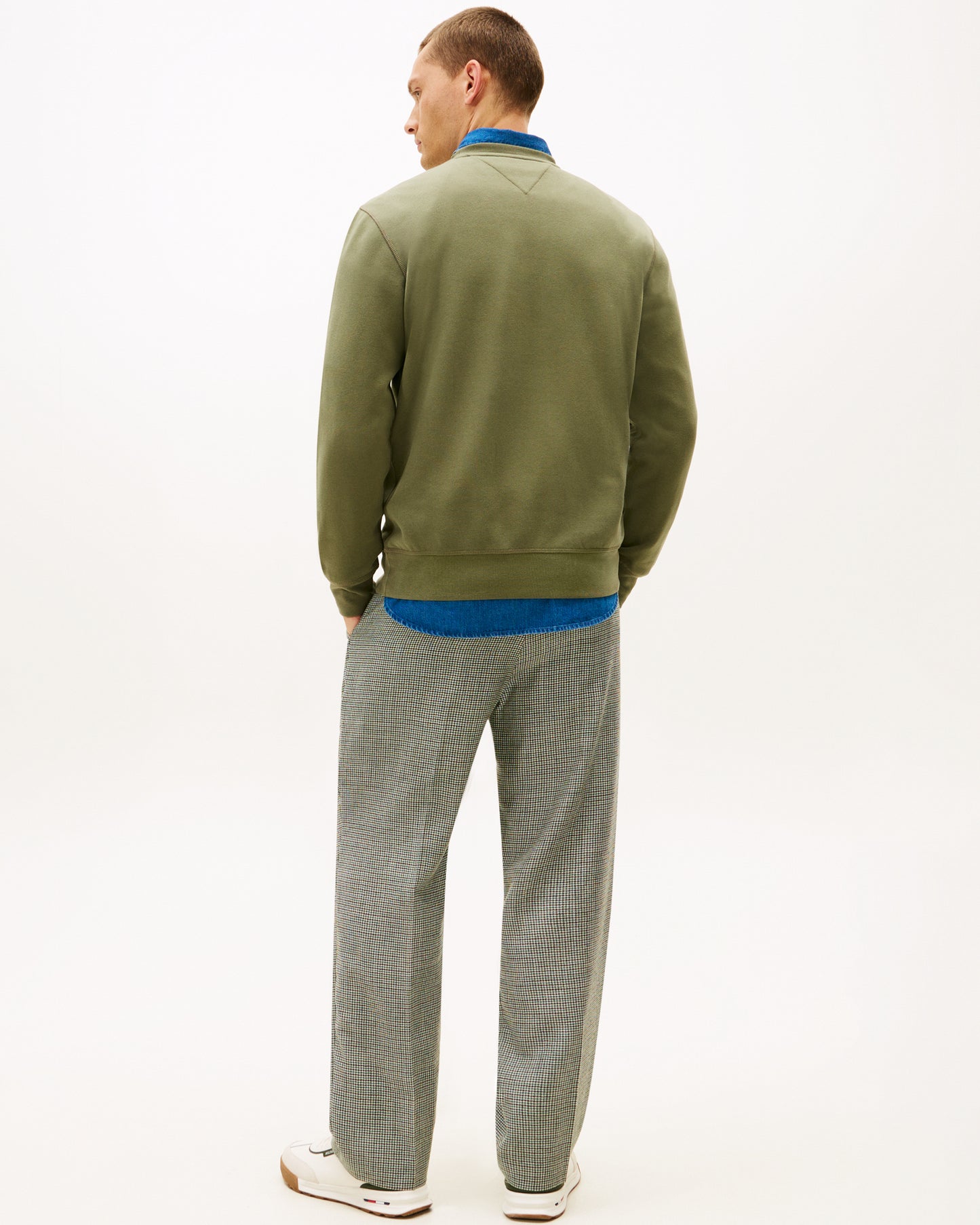 Tommy Hilfiger Essential Flag Embroidery Mens Fleece Crew Sweatshirt - Battle Green