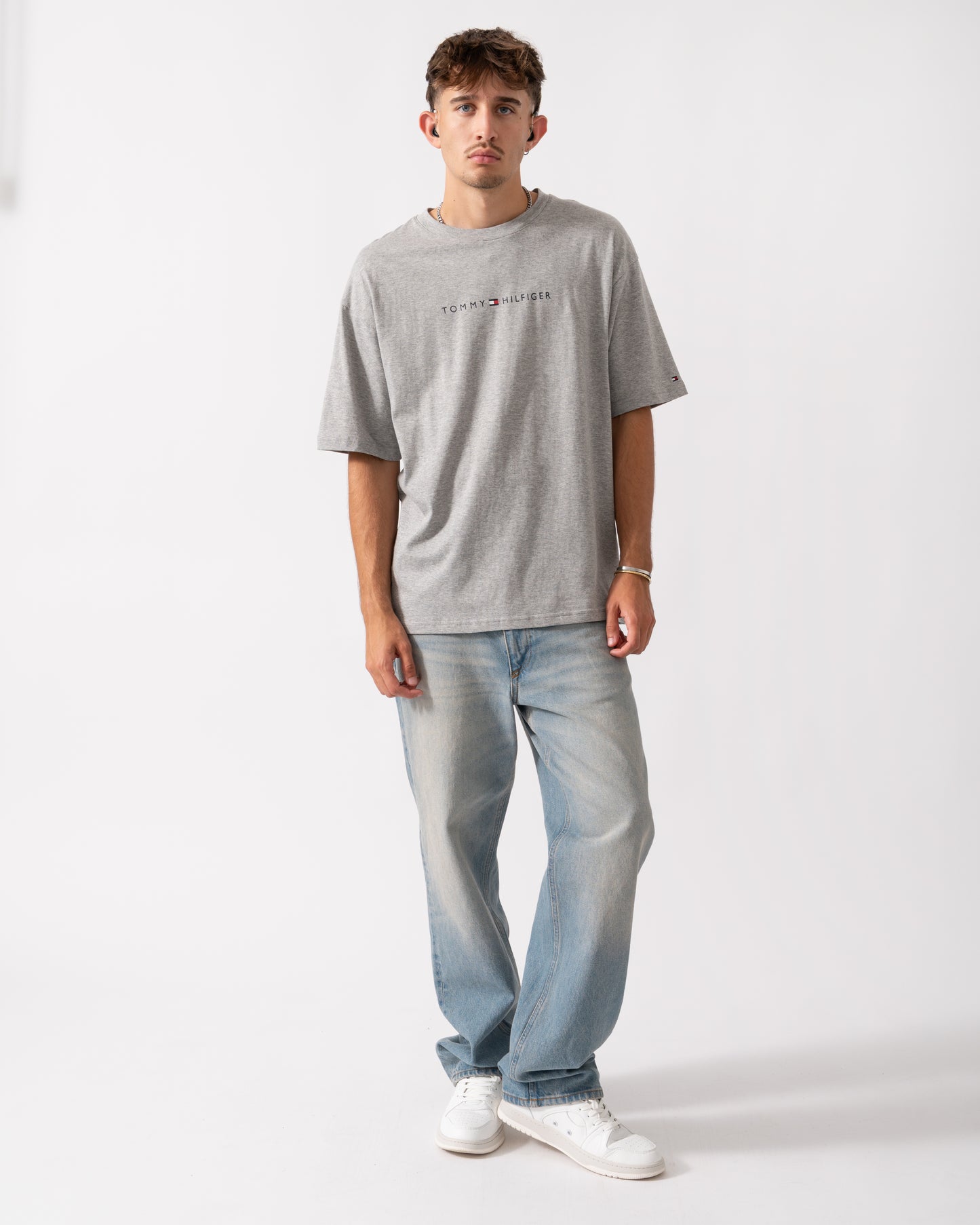 Tommy Hilfiger Contrast Logo Mens T-Shirt - Light Grey Heather