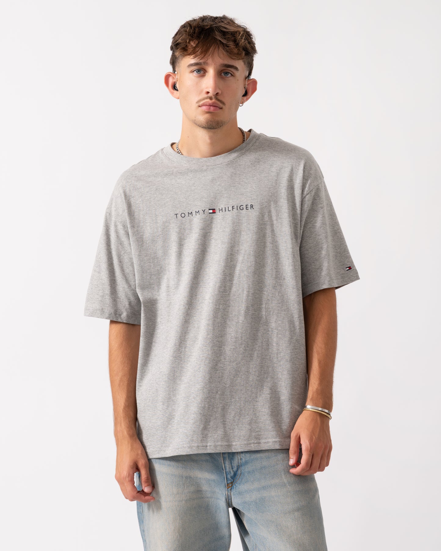 Tommy Hilfiger Contrast Logo Mens T-Shirt - Light Grey Heather