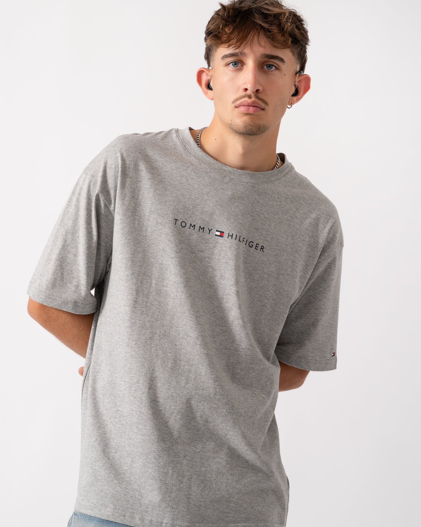 Tommy Hilfiger Contrast Logo Mens T-Shirt - Light Grey Heather