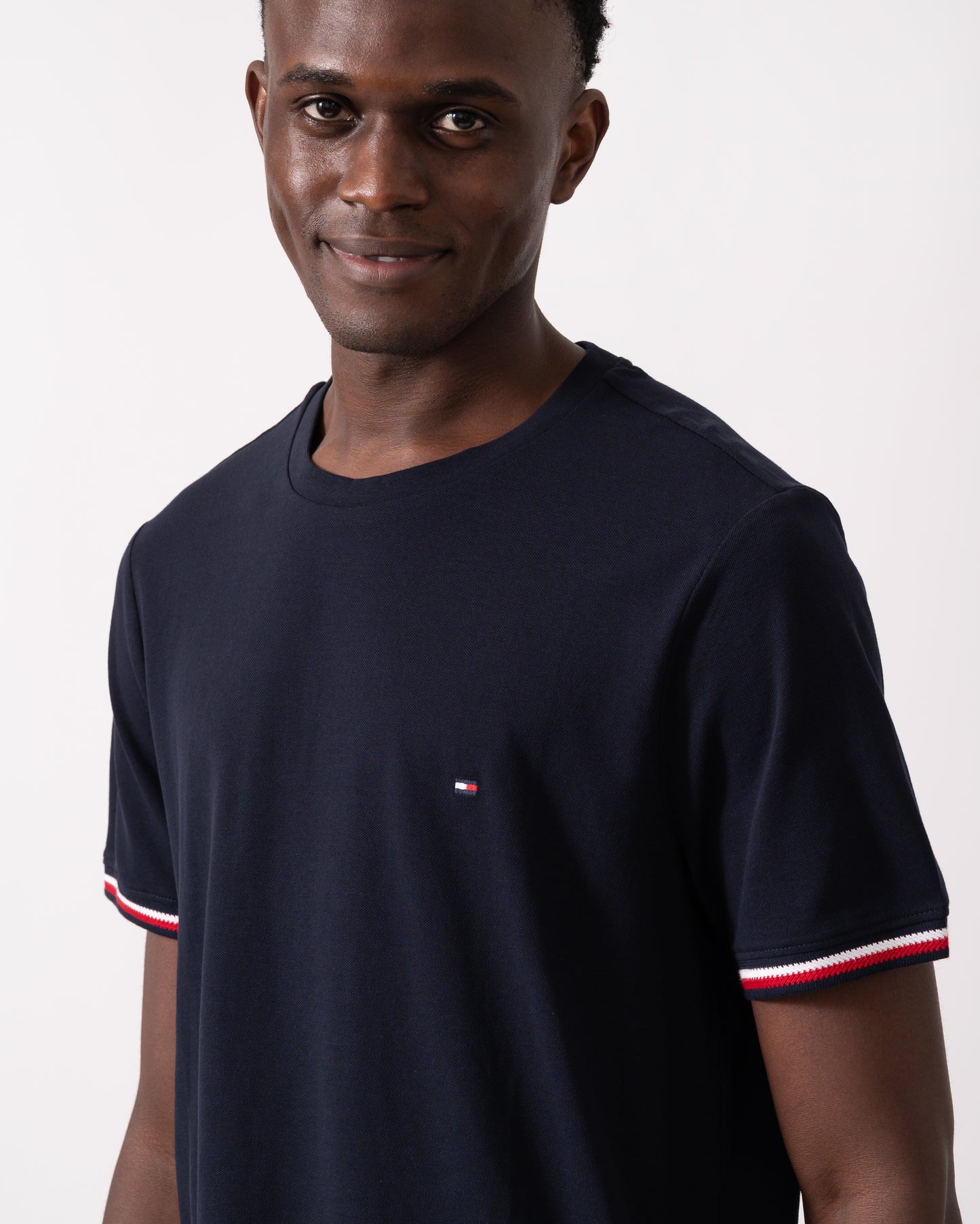 Tommy Hilfiger Global Strip Cuff Mens T-Shirt - Desert Sky