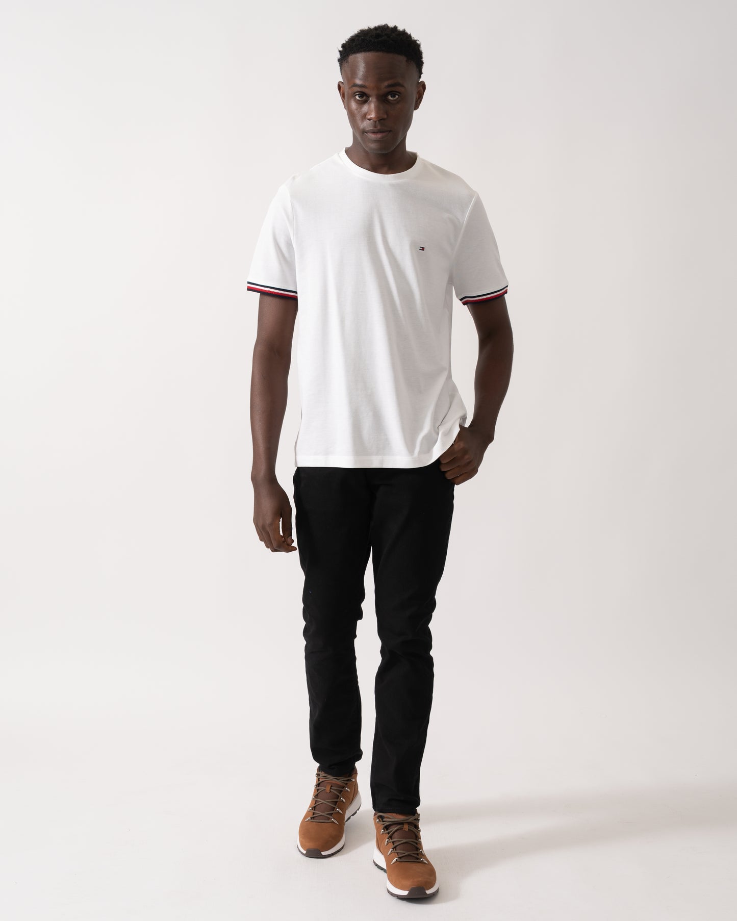 Tommy Hilfiger Global Strip Cuff Mens T-Shirt - White