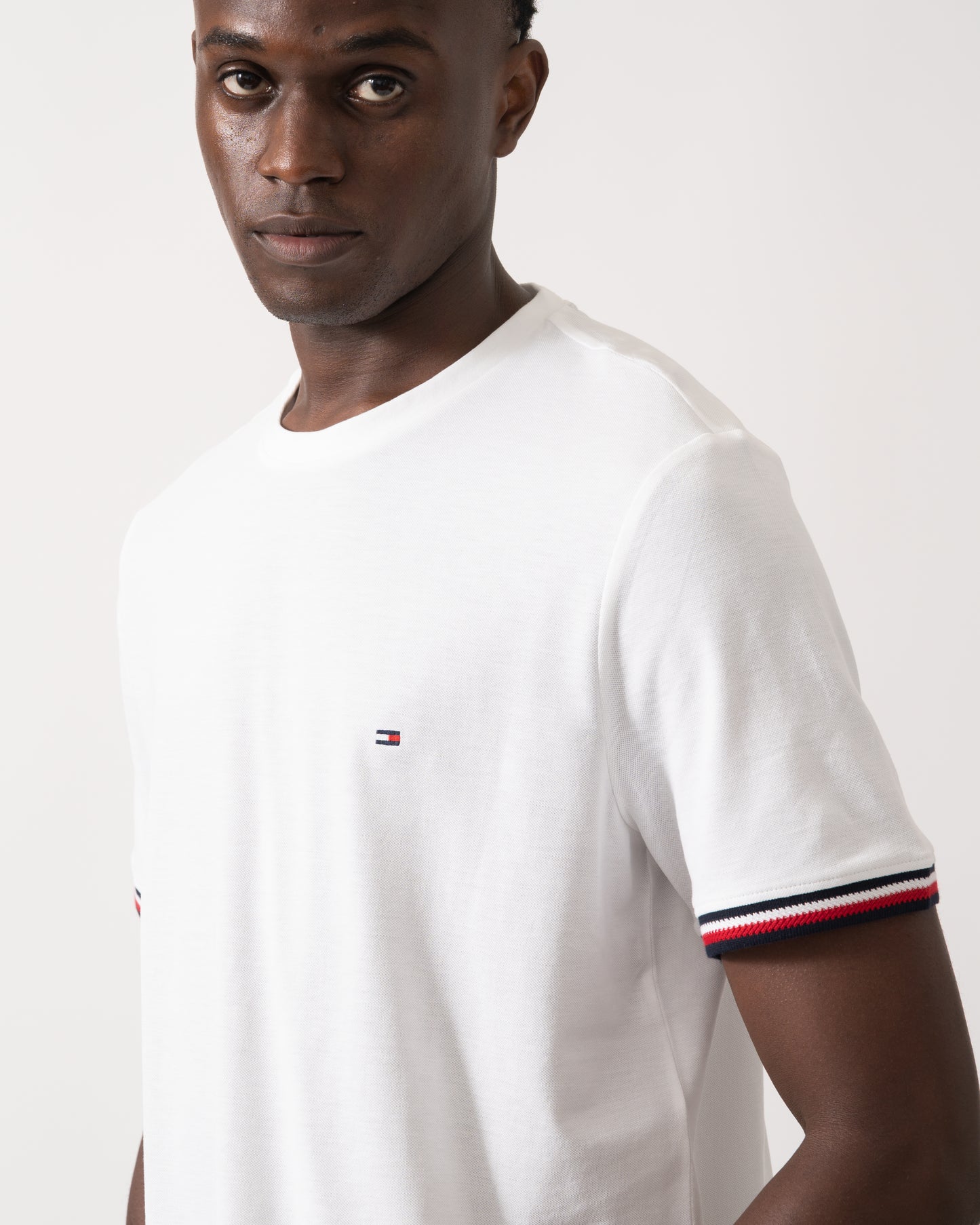 Tommy Hilfiger Global Strip Cuff Mens T-Shirt - White