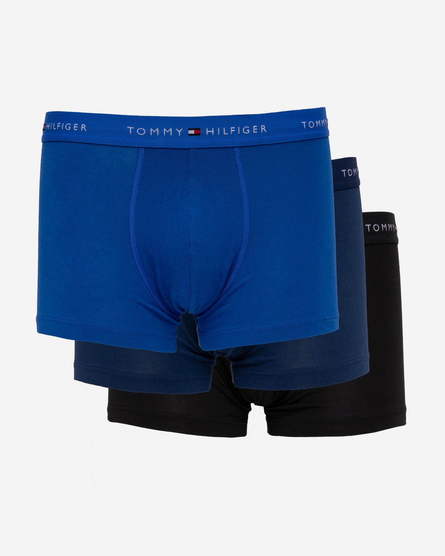 Tommy Hilfiger 3 Pack Mens Blue Trunks - Noble Blue/Prep Navy/Black
