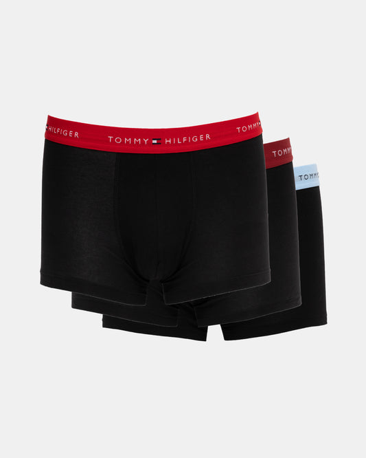 Tommy Hilfiger 3 Pack Mens Colour Waistband Trunks - B-Primary Red/Red/Blue