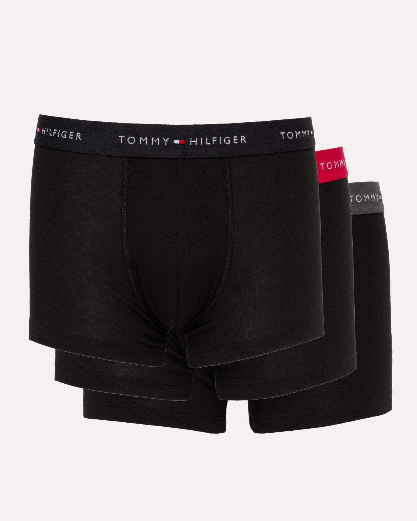 Tommy Hilfiger 3 Pack Mens Colour Waistband Trunks - Black/Dark Ash/Vivid Pink