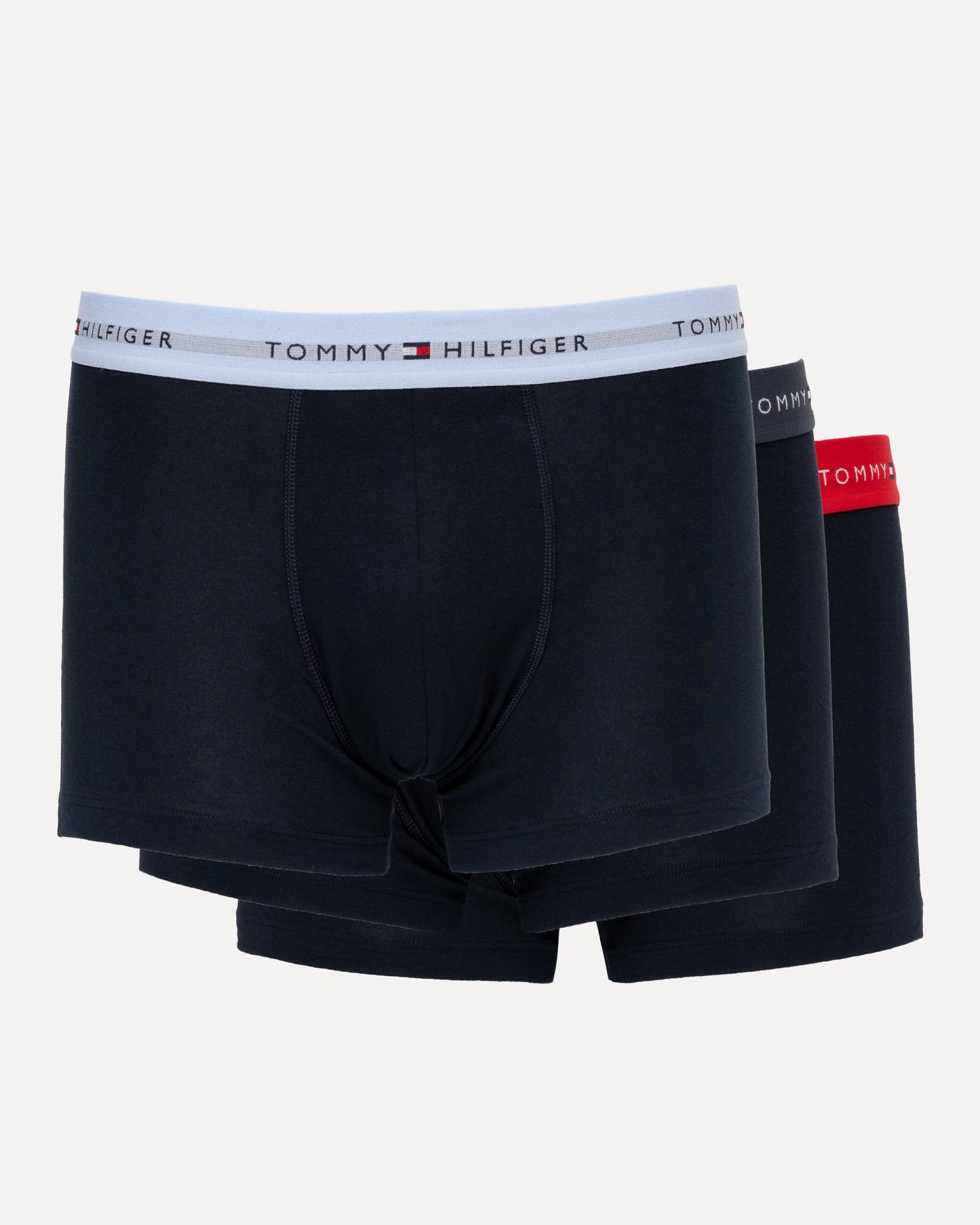 Tommy Hilfiger 3 Pack Mens Colour Waistband Trunks - Sweet Blue/Military Denim/Primary Red