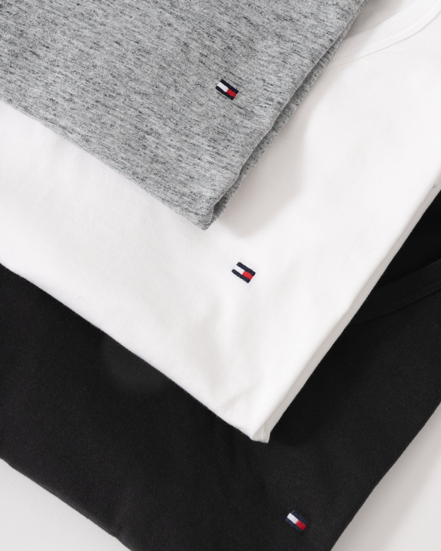 Tommy Hilfiger 3 Pack Mens V-Neck T-Shirts - Black/White/Mid Grey Heather