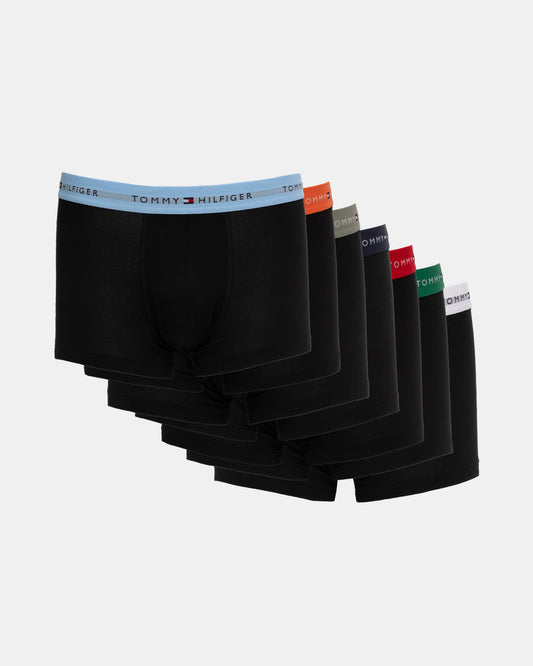 Tommy Hilfiger 7 Pack Mens Waistband Trunks - B-Blue/Orange/Sage/Navy/Red/Green/White