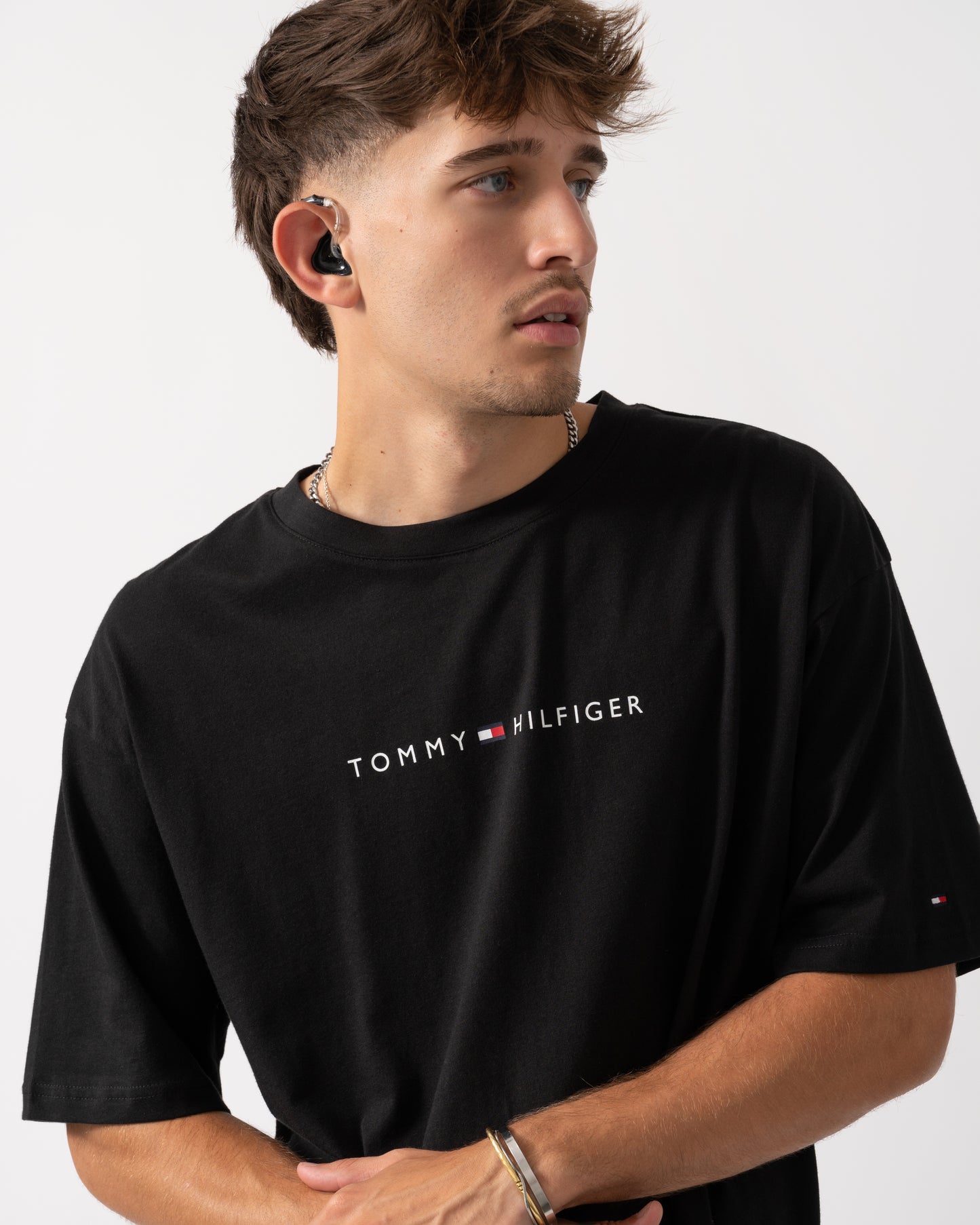 Tommy Hilfiger Contrast Logo Mens T-Shirt - Black