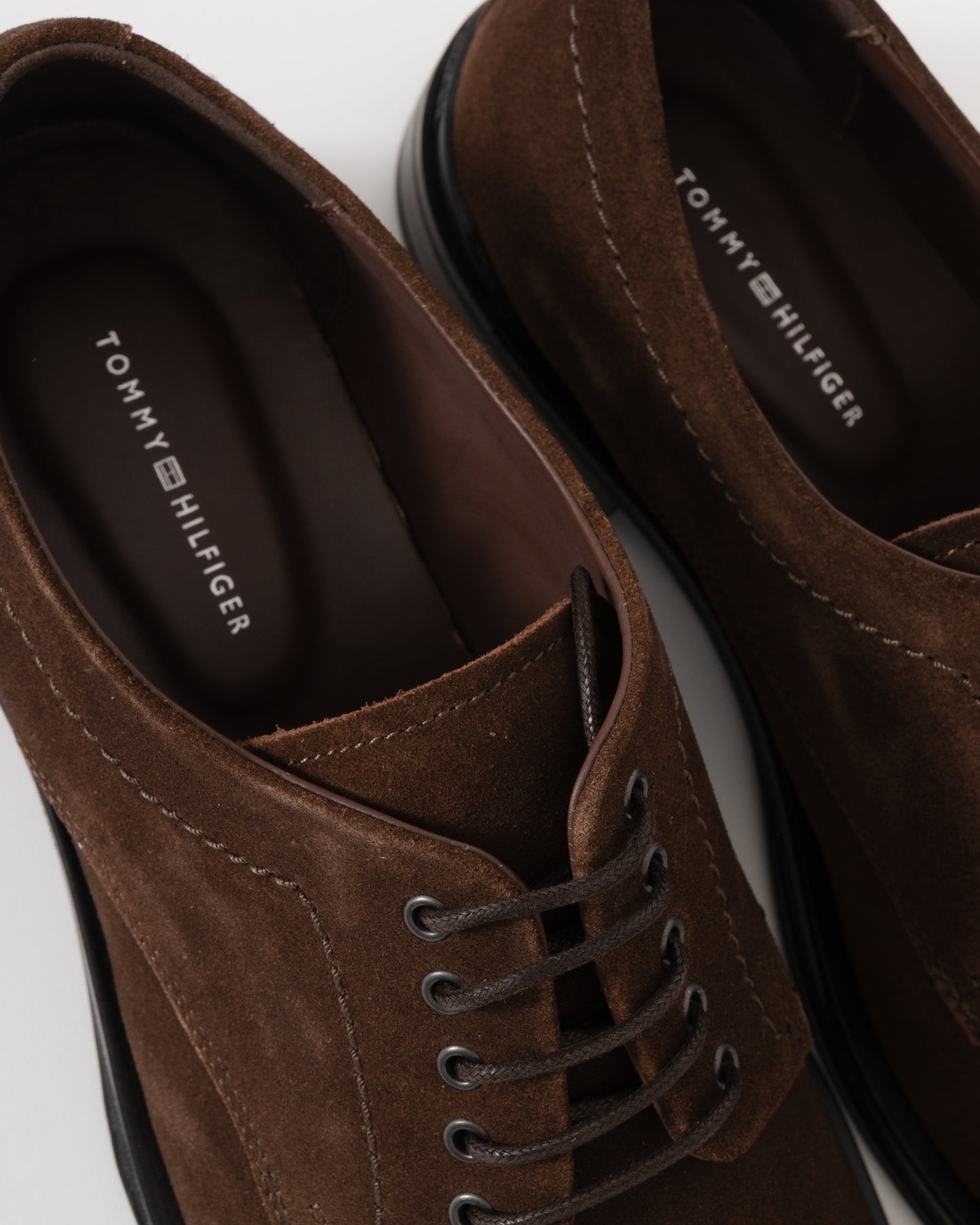Tommy Hilfiger Corporate Hilfiger Mens Suede Derby Shoes - Cocoa