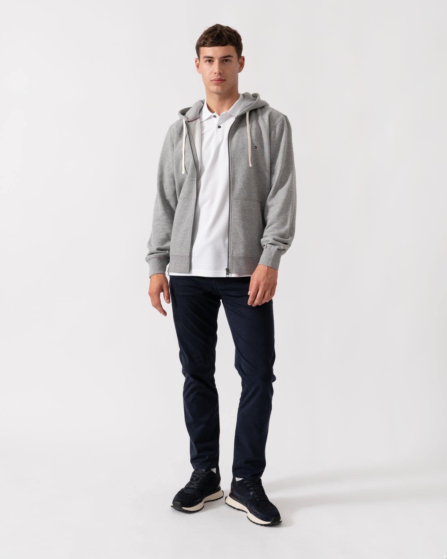 Tommy Hilfiger Essential Fleece Mens Zip Hoodie - Medium Grey Heather
