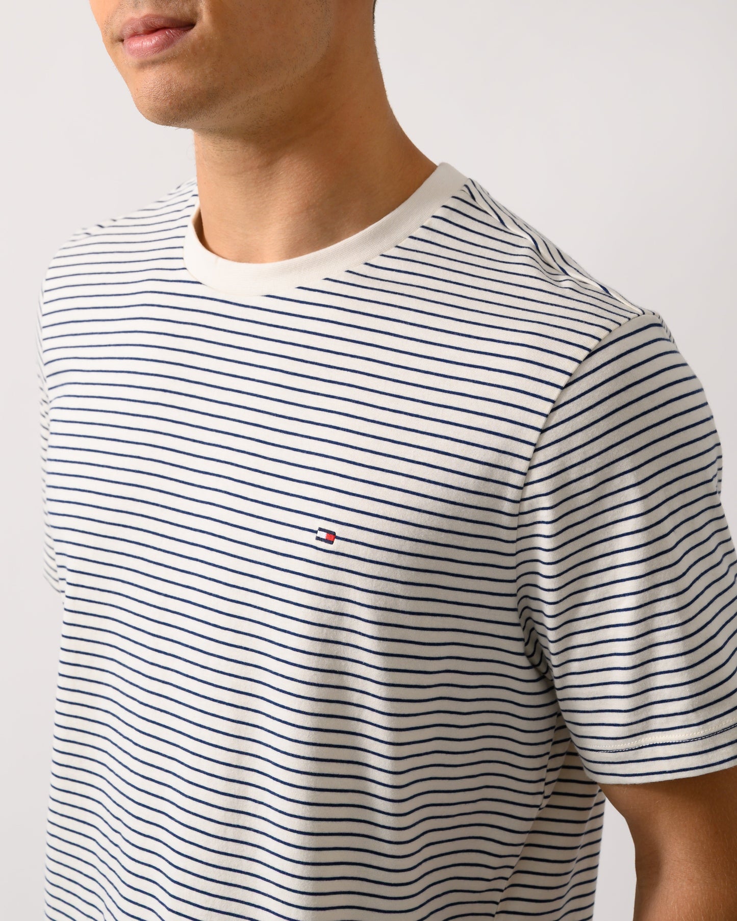 Tommy Hilfiger Essential Seasonal Regular Fit Solid Mens T-Shirt - Ivory Petal/Preppy Navy