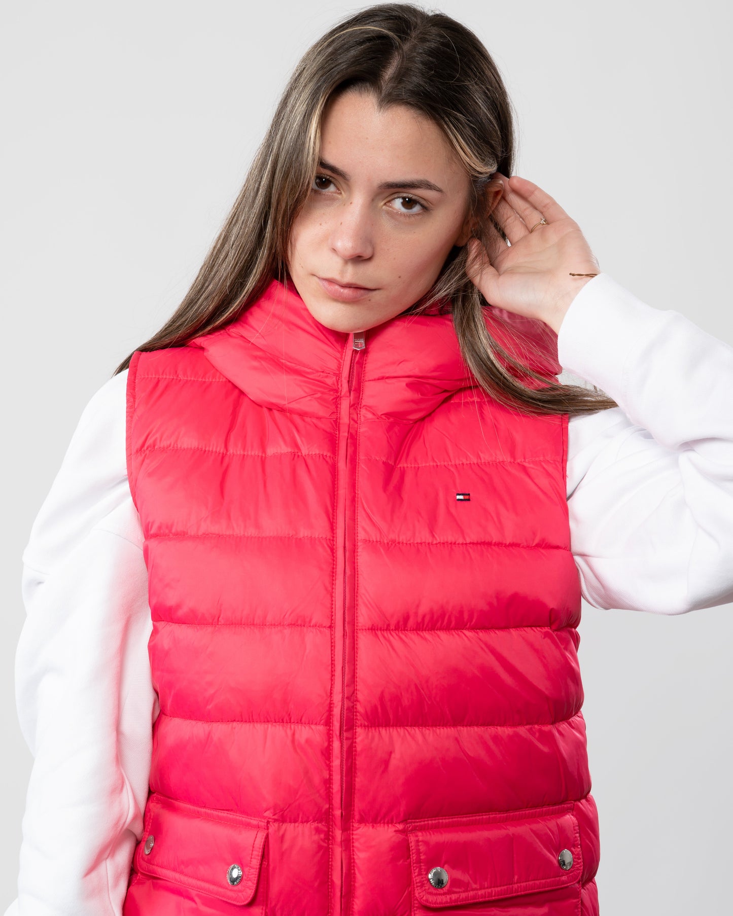 Tommy Hilfiger Lightweight Padded Womens Hooded Vest - Pink Splendor