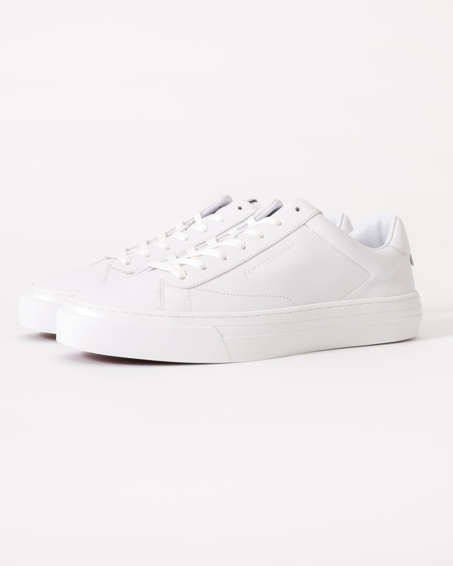 Tommy Hilfiger Premium Dress Nappa Leather Mens Cupsole Trainers - White
