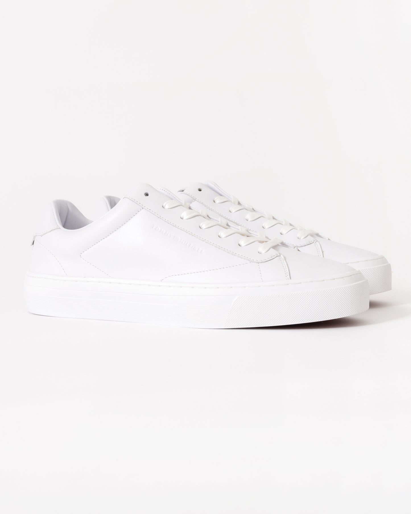 Tommy Hilfiger Premium Dress Nappa Leather Mens Cupsole Trainers - White