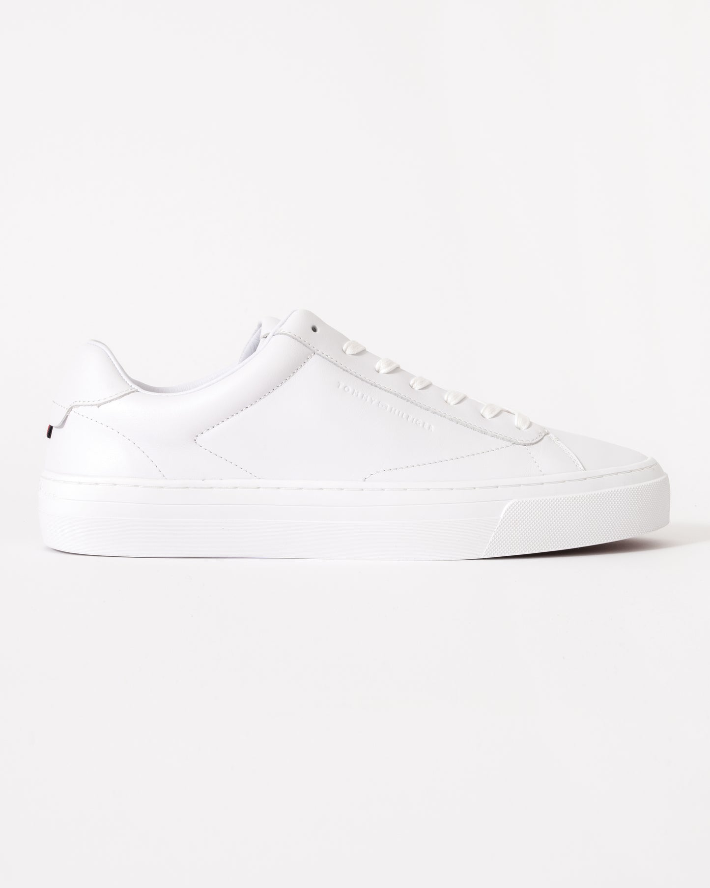 Tommy Hilfiger Premium Dress Nappa Leather Mens Cupsole Trainers - White
