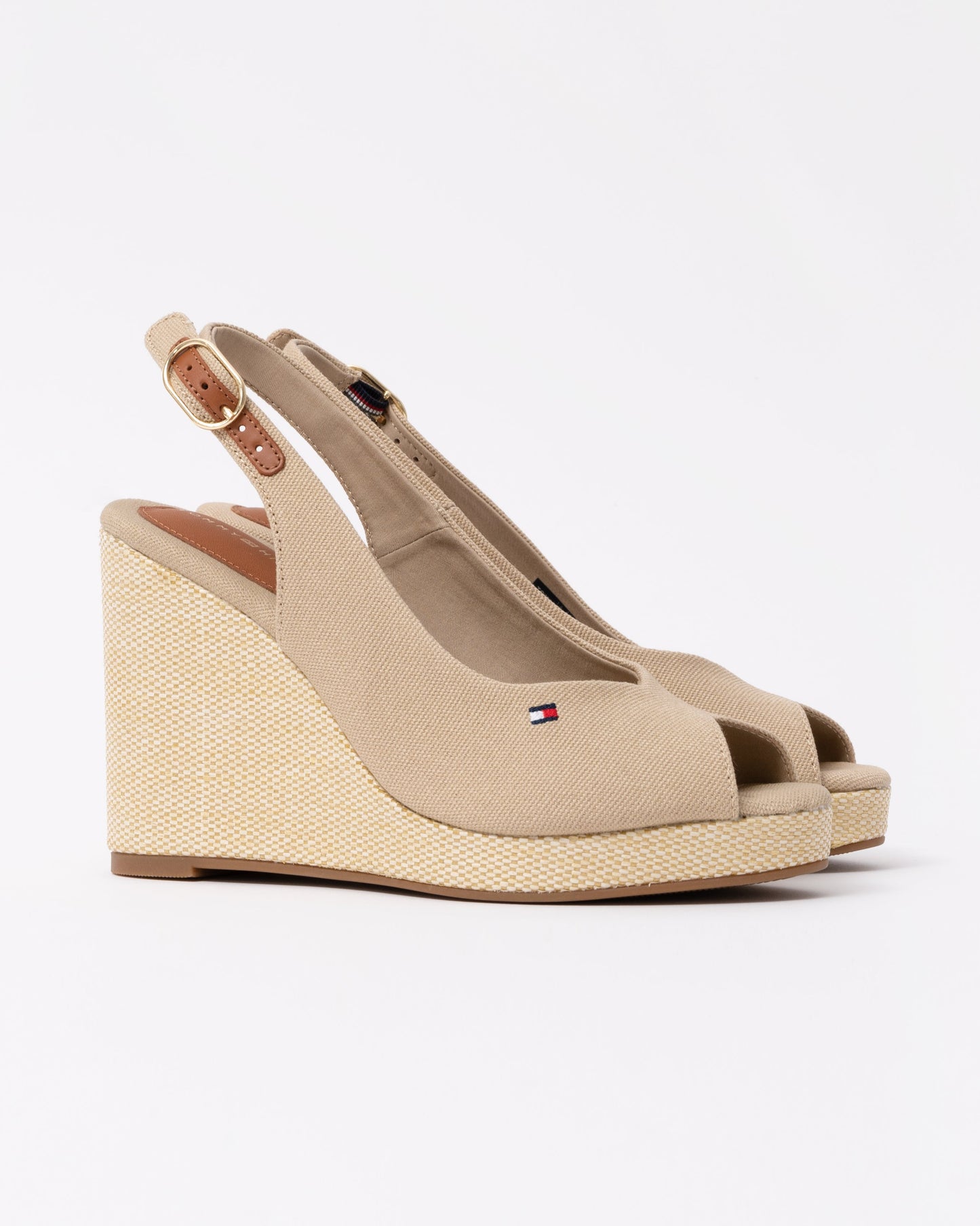 Tommy Hilfiger Womens Flag Slingback Wedge Espadrille - Horseradish