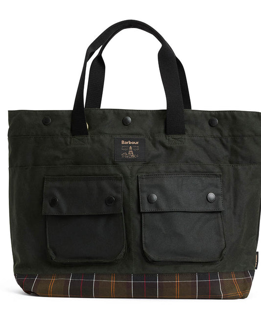 Barbour Field Wax Tote Bag - Sage/Classic