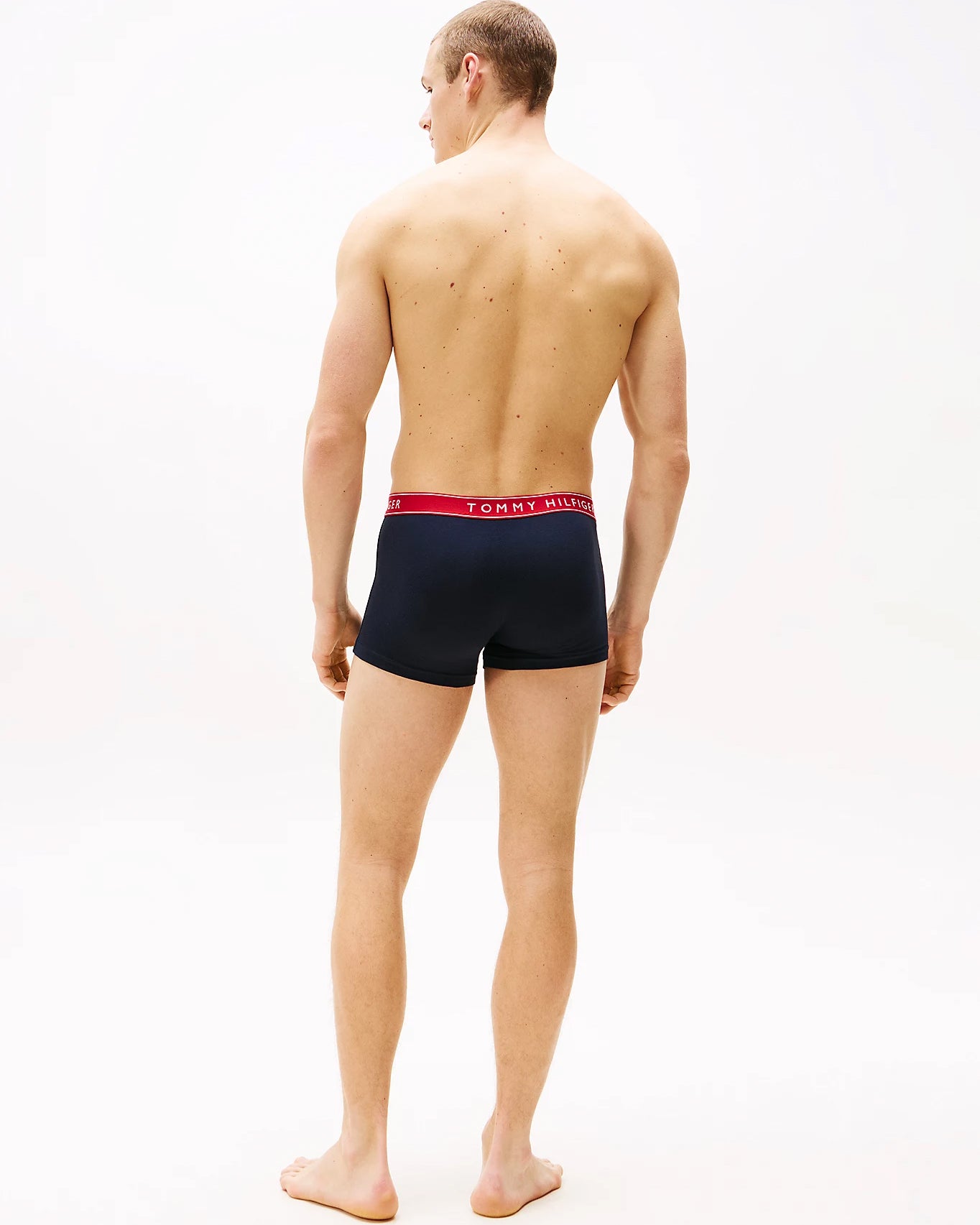 Tommy Hilfiger 3 Pack Mens Waistband Trunks - B-White/Red/Navy