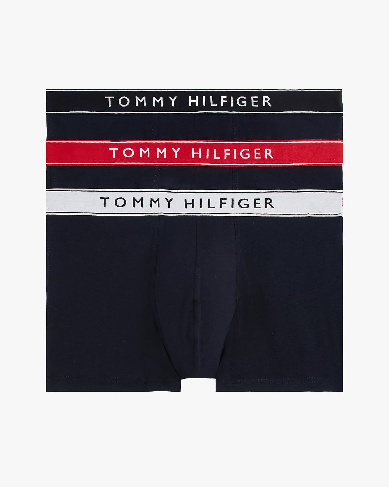 Tommy Hilfiger 3 Pack Mens Waistband Trunks - B-White/Red/Navy