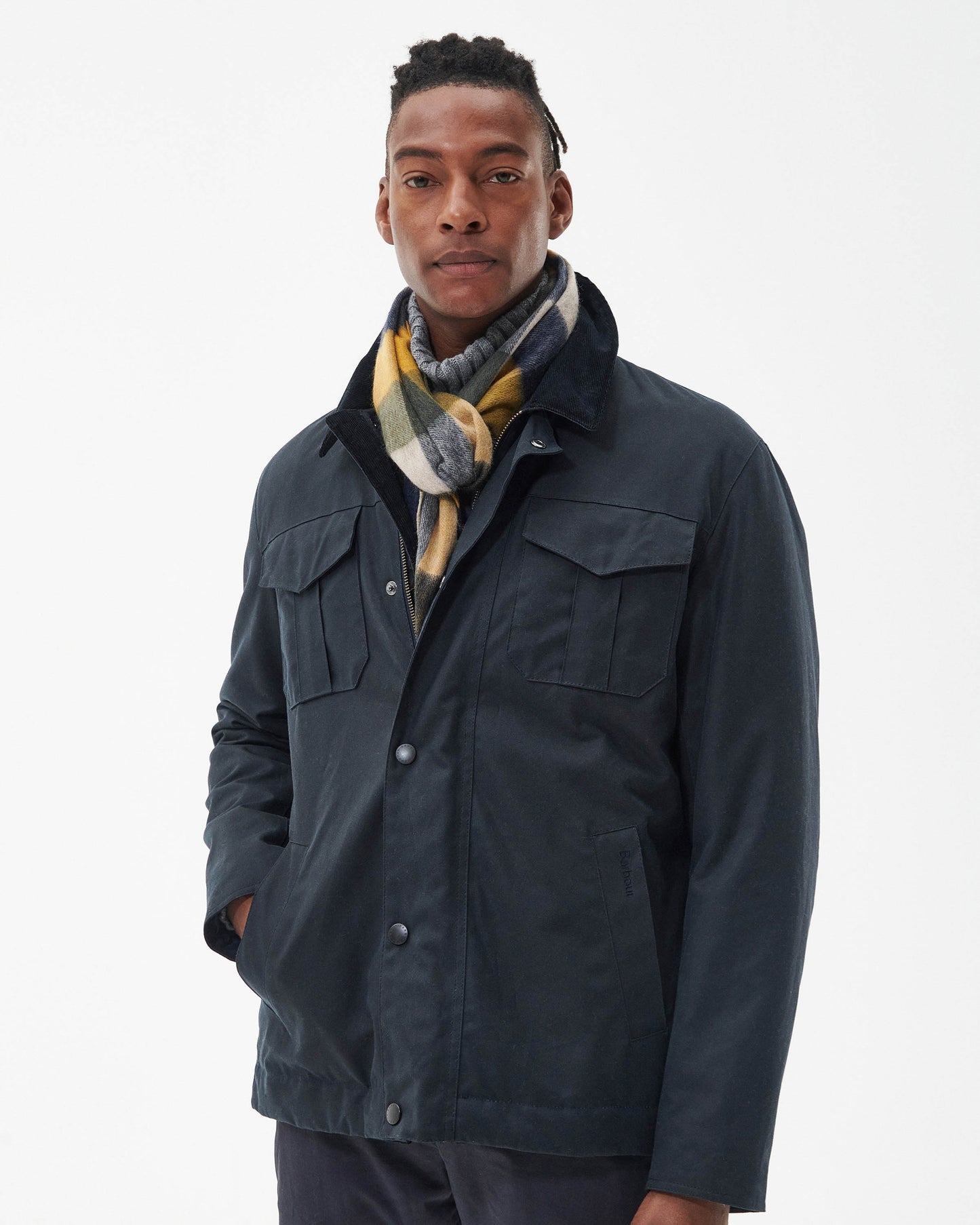 Barbour Large Tattersall Lambswool Scarf - Forest Mist