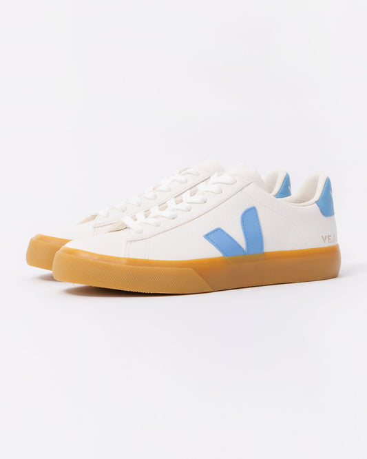 Veja Campo Leather Womens Trainers - White/Aqua