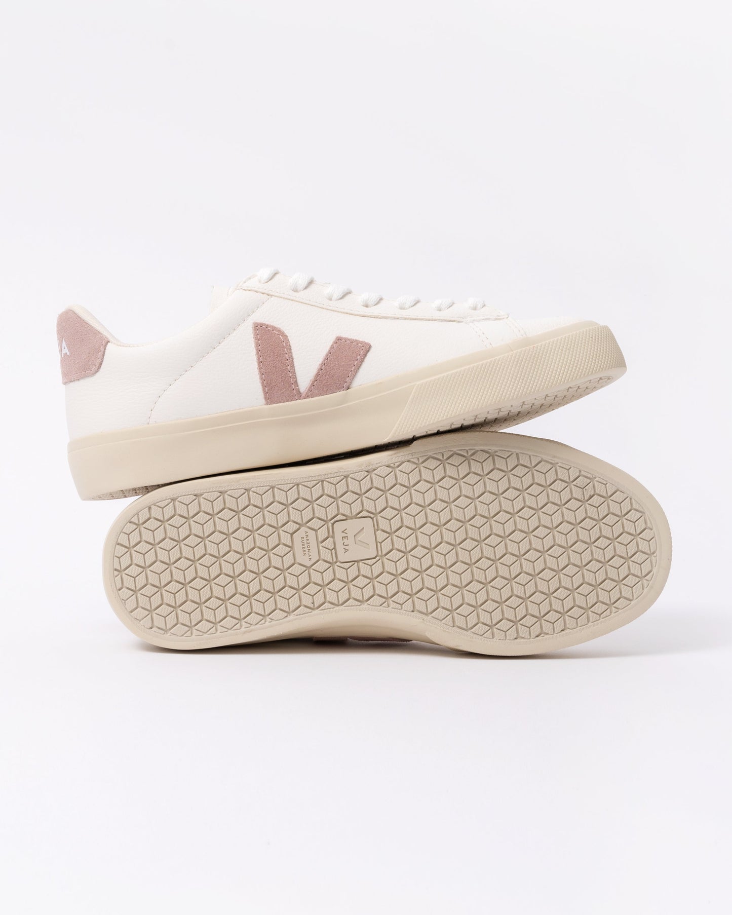 Veja Campo Leather Womens Trainers - White/Babe