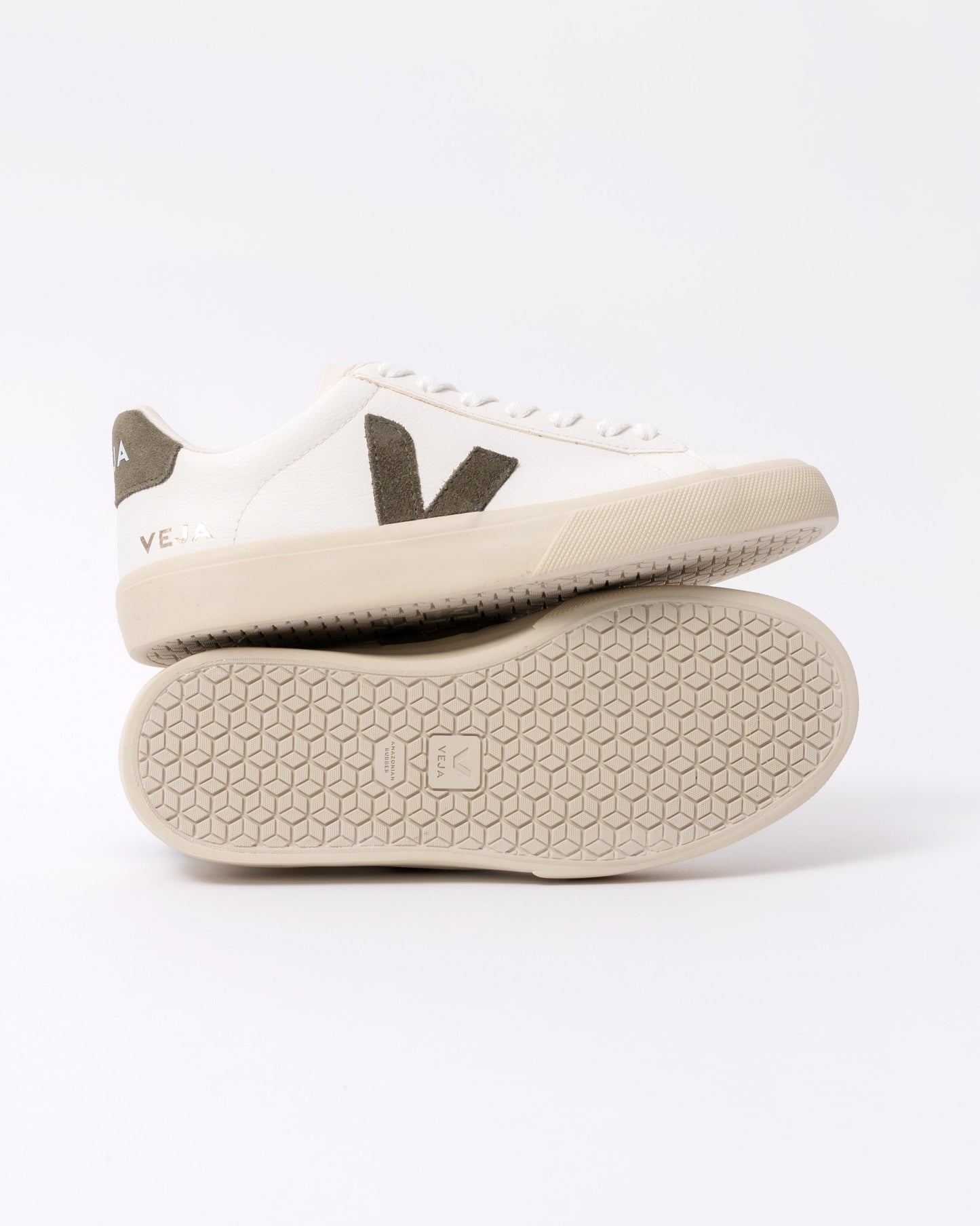 Veja Campo Leather Womens Trainers - White/Khaki
