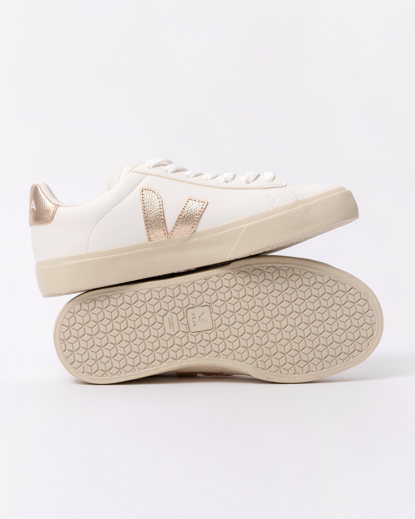 Veja Campo Leather Womens Trainers - White/Platine