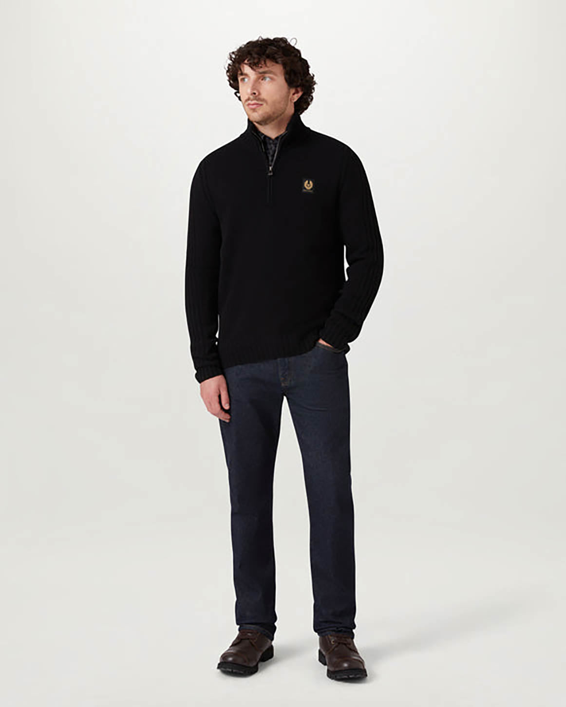 Belstaff Watch Mens Quarter Zip Jumper - Black