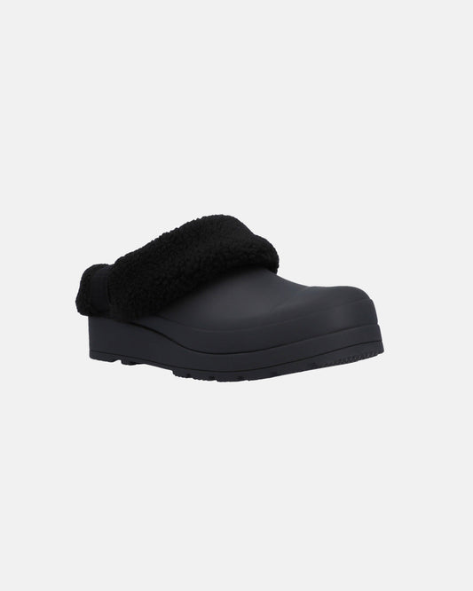 Hunter Play Womens Shearling Insulated Clog - Black/Black
