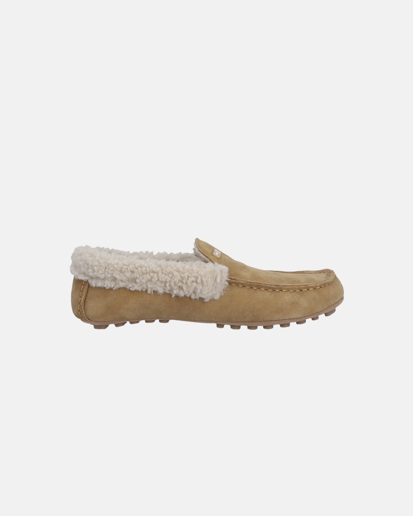 Hunter Womens Sherpa Collar Moccasin Slippers - Biscuit
