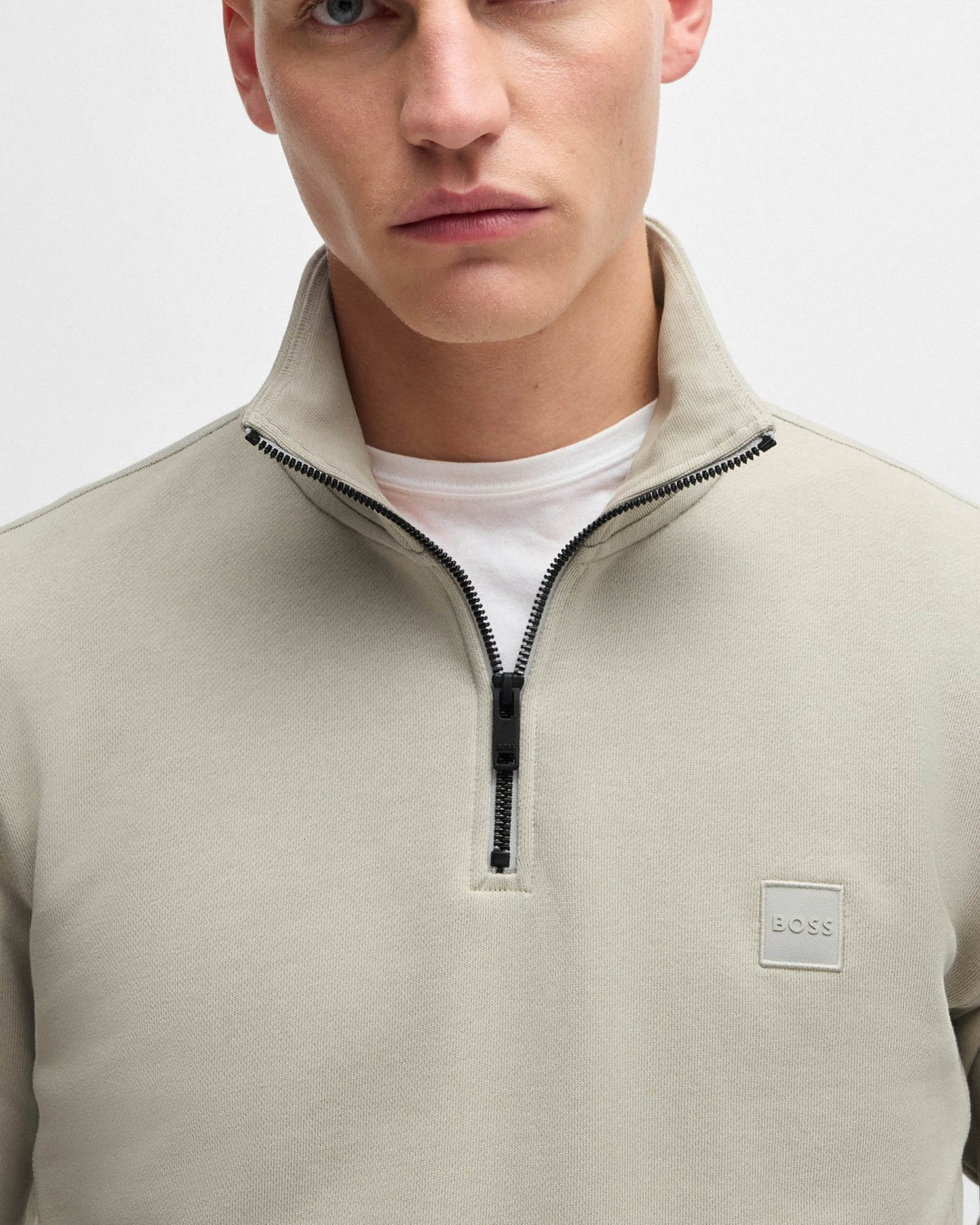 BOSS Orange Zetrust Mens 1/4 Zip Sweatshirt - Light Beige 271