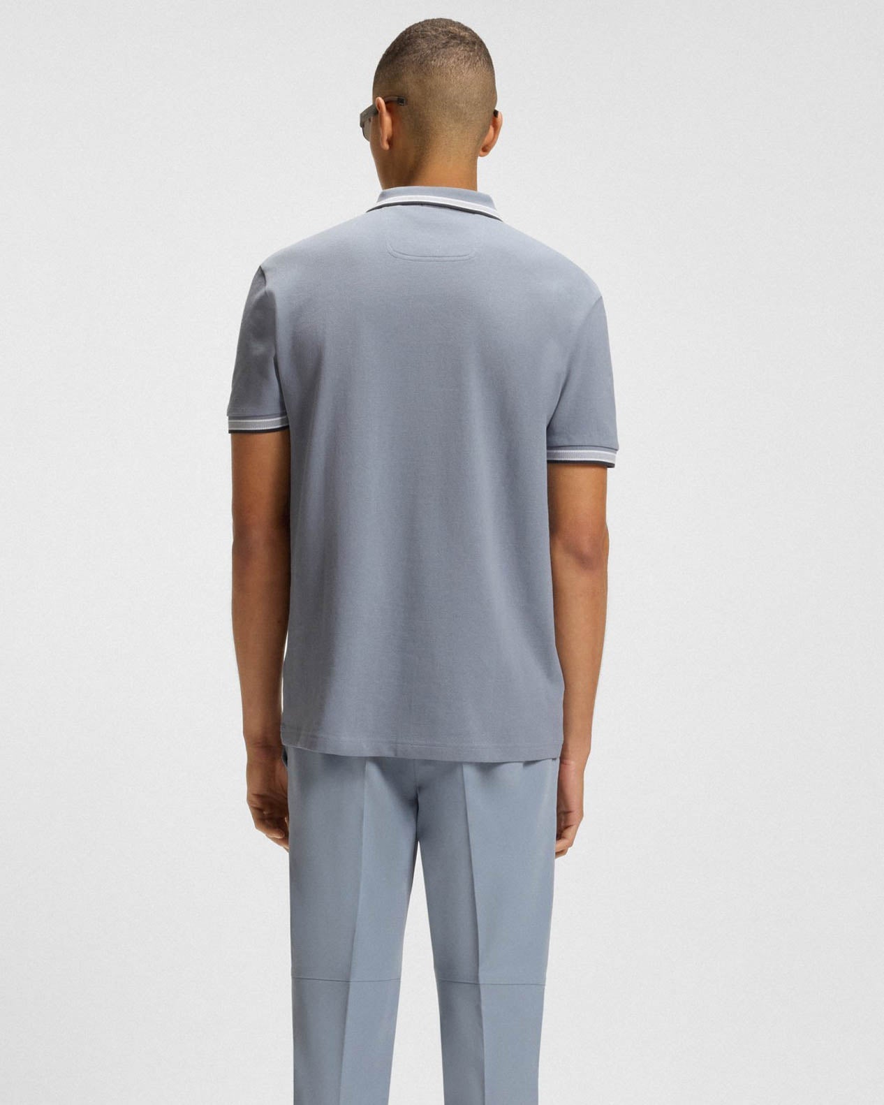 BOSS Green Paddy Mens Cotton-Piqué Polo Shirt with Contrast Logo - Dark Grey 026