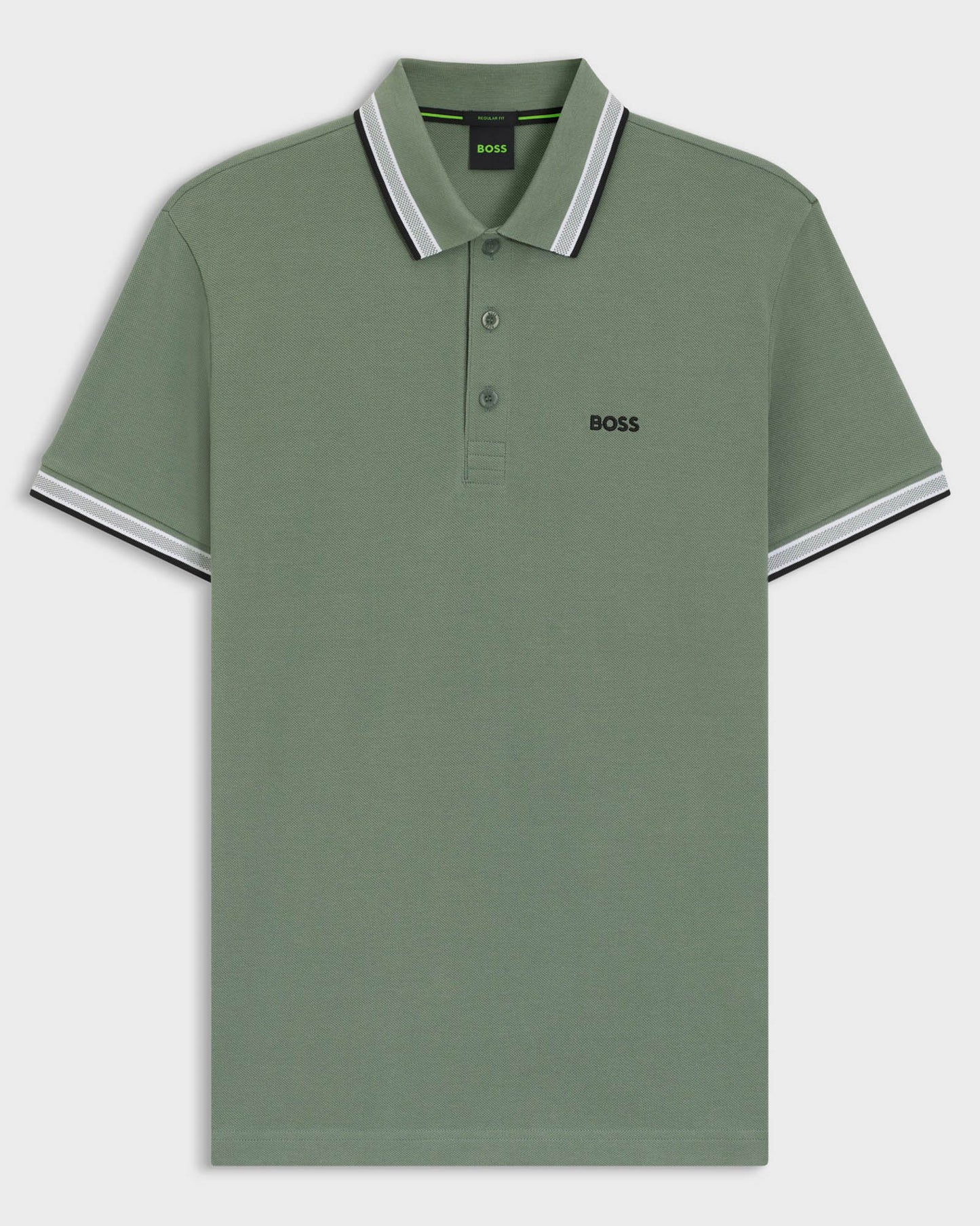 BOSS Green Paddy Mens Cotton-Piqué Polo Shirt with Contrast Logo - Open Green 359