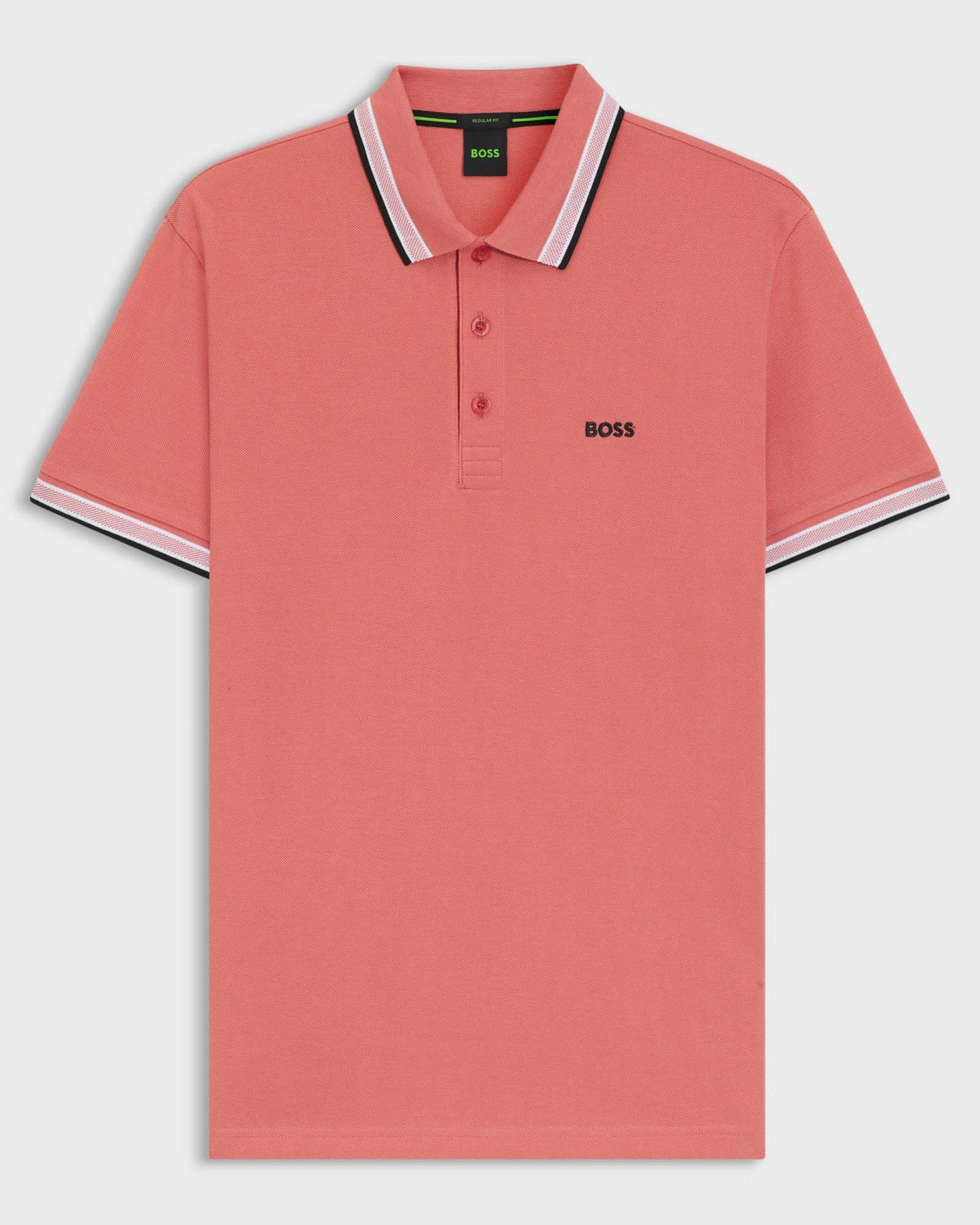 BOSS Green Paddy Mens Cotton-Piqué Polo Shirt with Contrast Logo - Medium Pink 667