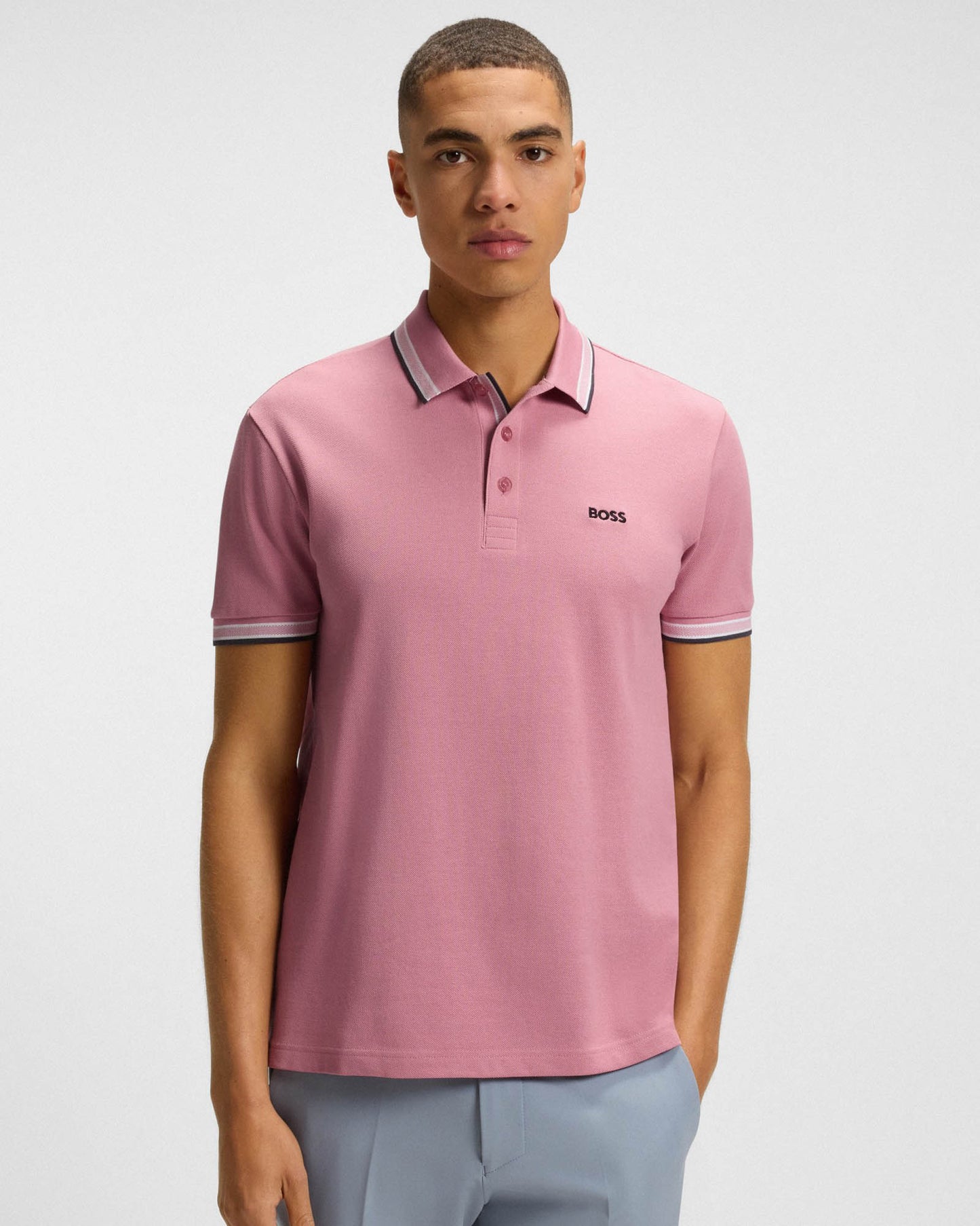 BOSS Green Paddy Mens Cotton-Piqué Polo Shirt with Contrast Logo