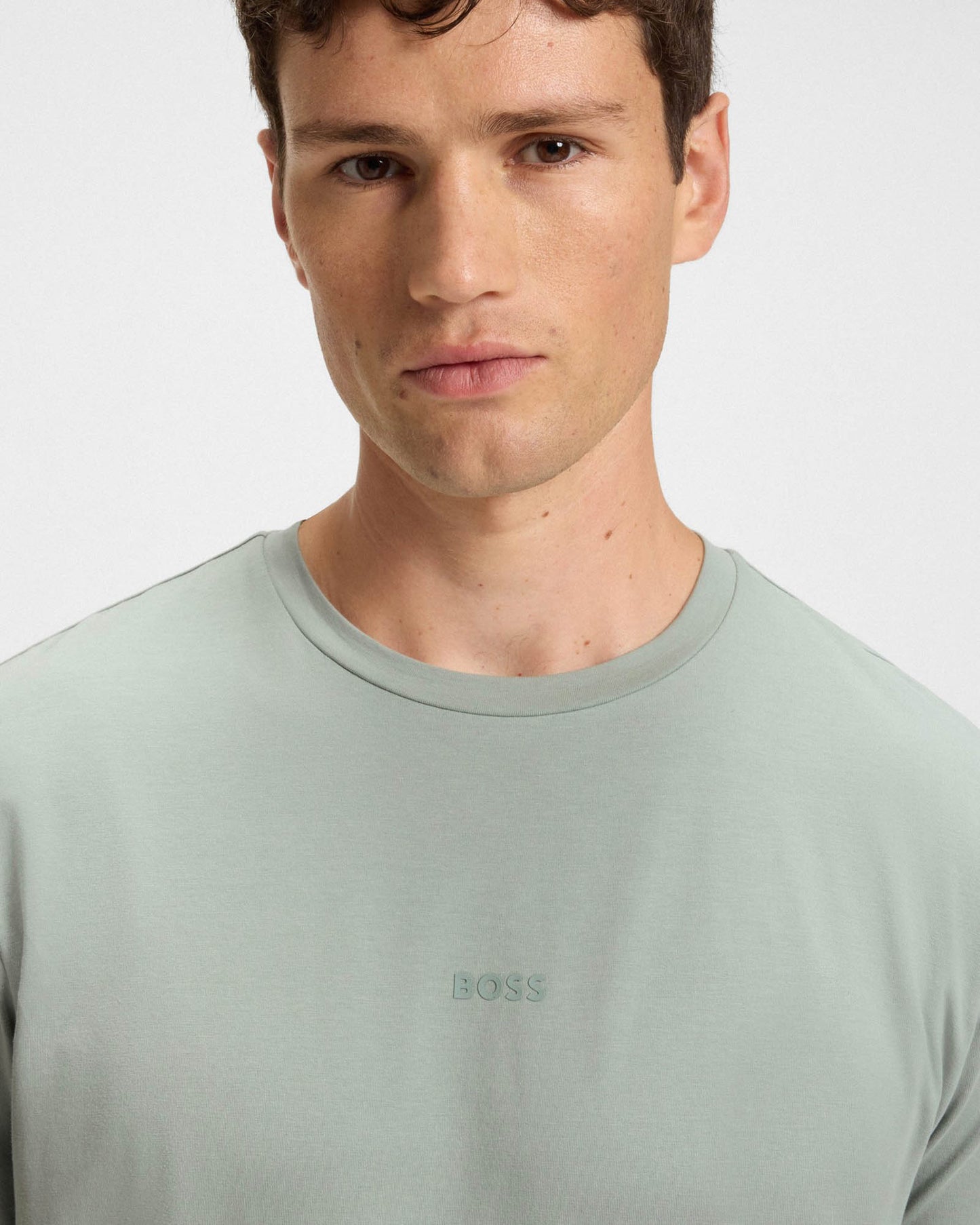 BOSS Orange TChup Mens Crew Neck Small Logo T-Shirt - Open Green 351