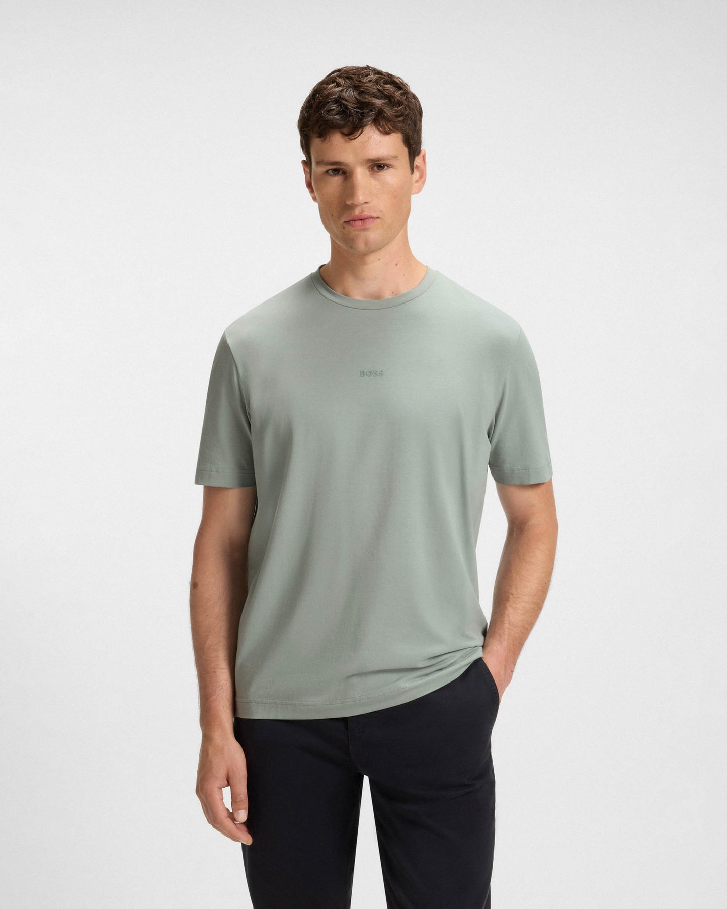 BOSS Orange TChup Mens Crew Neck Small Logo T-Shirt - Open Green 351