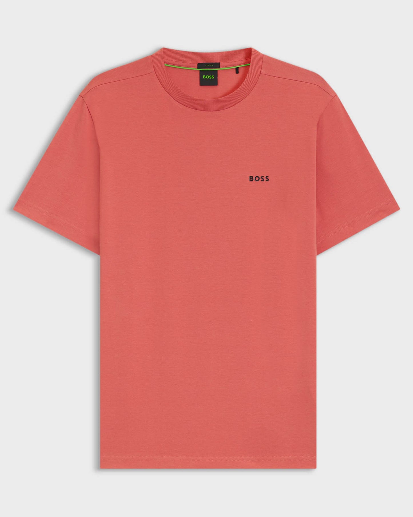 BOSS Green Tee Mens Stretch Cotton T-Shirt with Contrast Logo - Medium Pink 667
